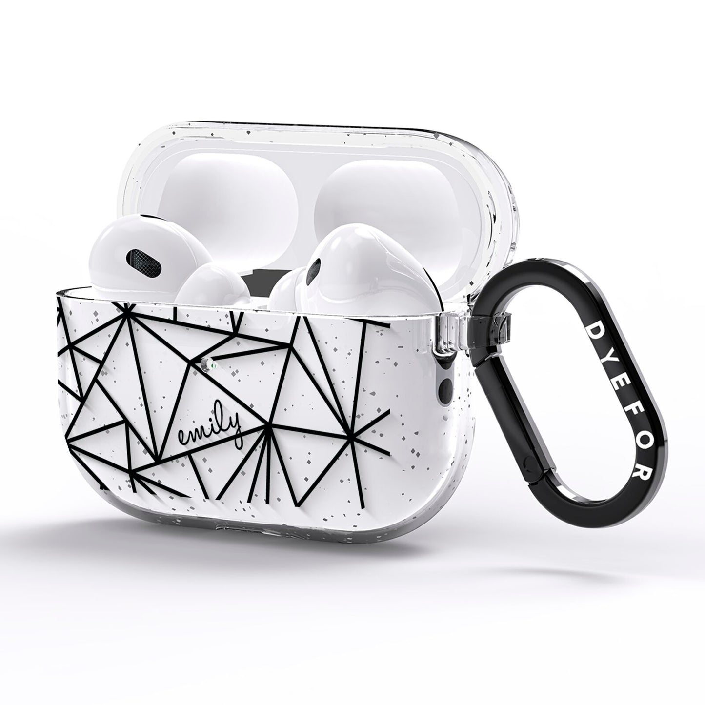Personalised Clear Outlines Name Black AirPods Pro Glitter Case Side Image