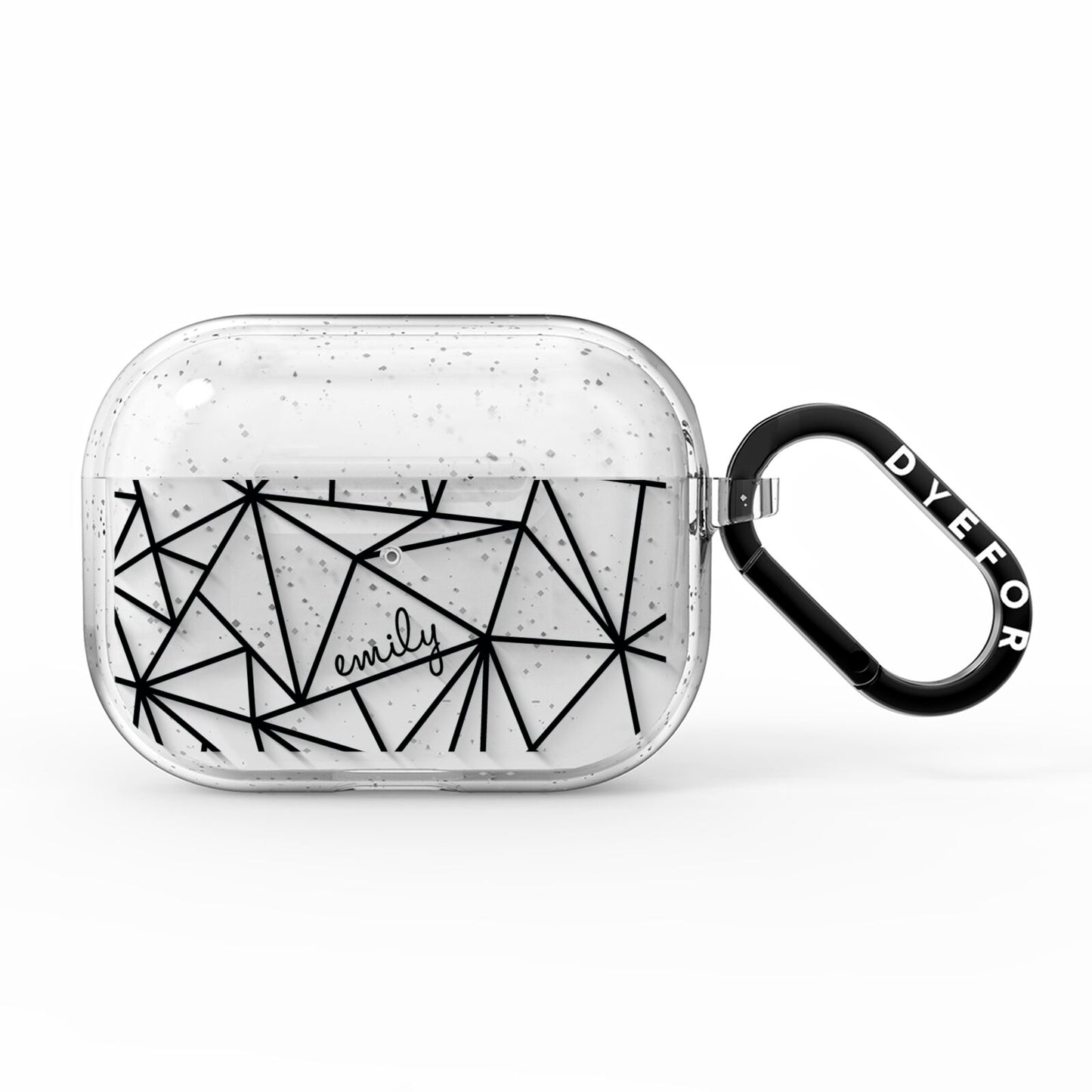 Personalised Clear Outlines Name Black AirPods Pro Glitter Case
