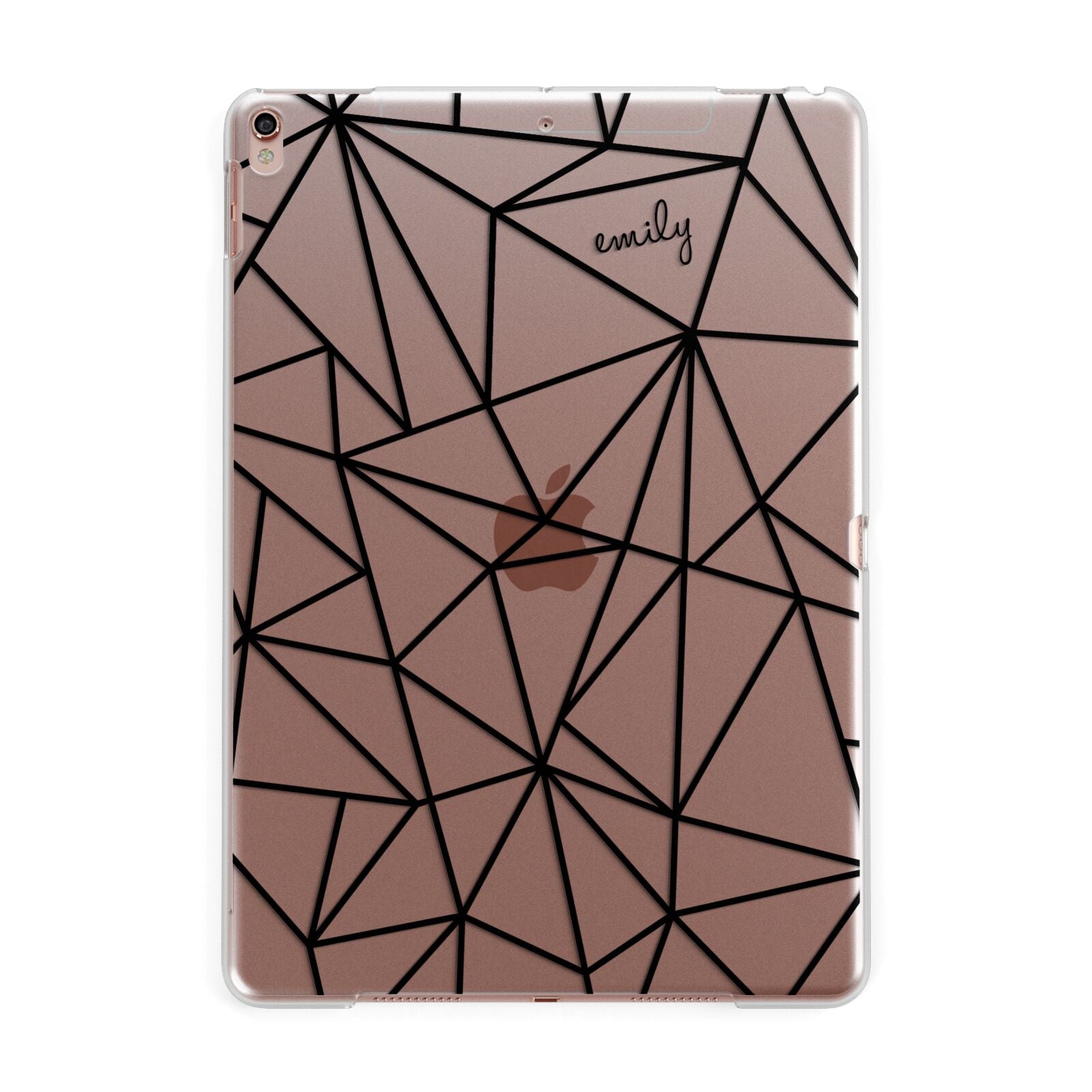 Personalised Clear Outlines Name Black Apple iPad Rose Gold Case