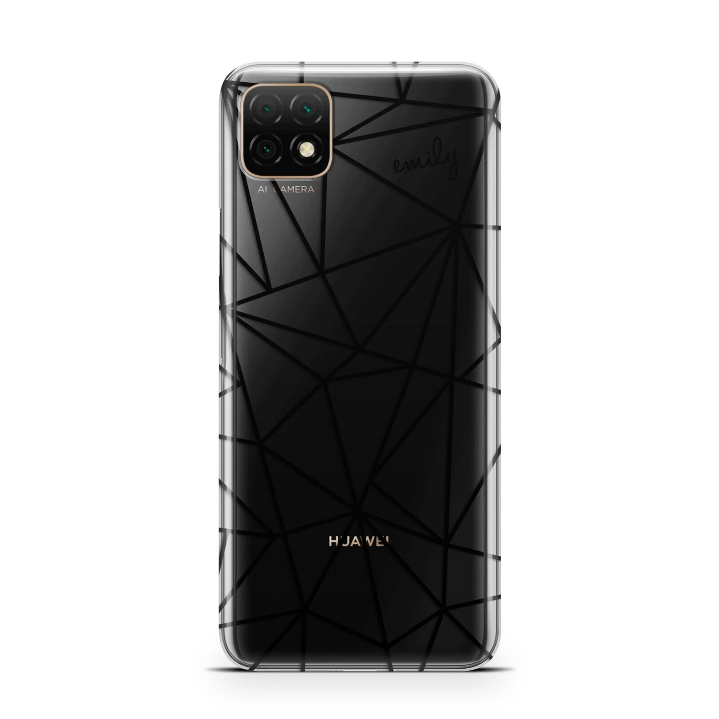 Personalised Clear Outlines Name Black Huawei Enjoy 20 Phone Case