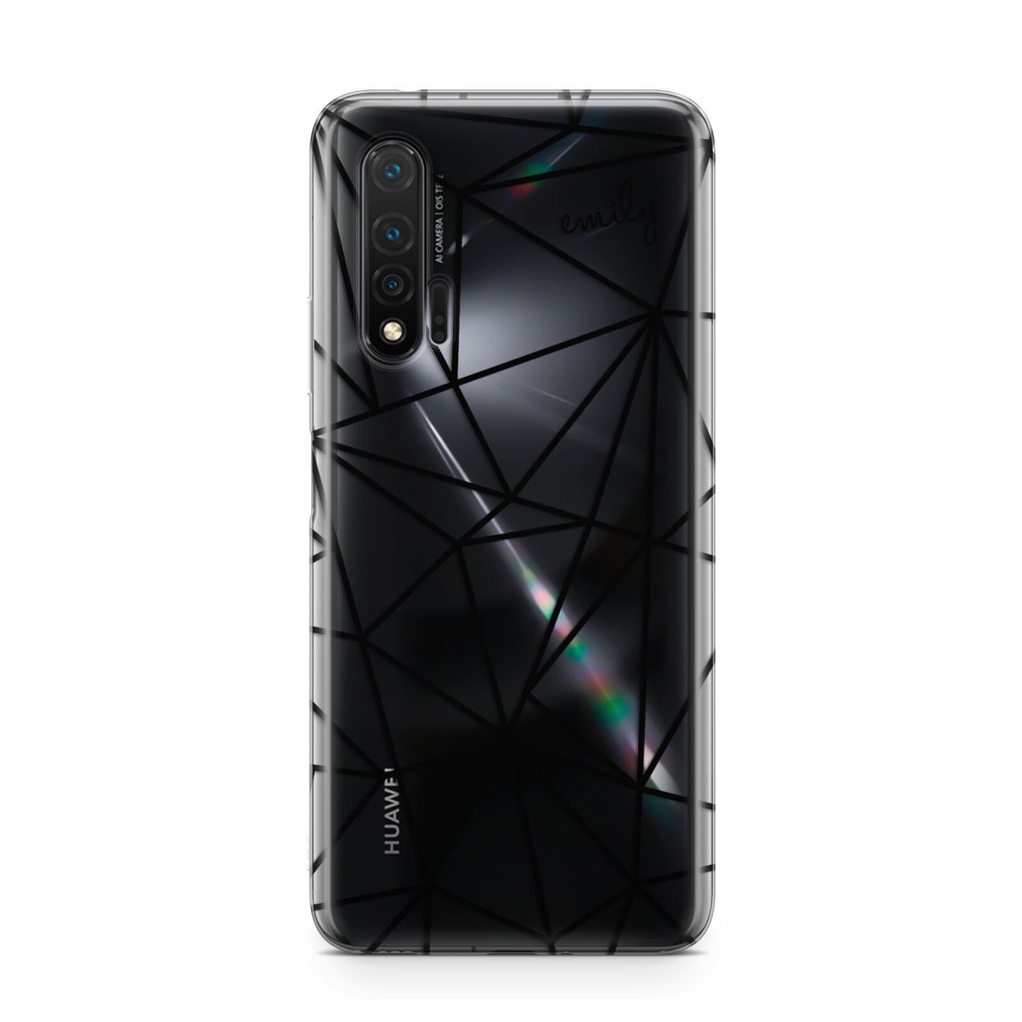 Personalised Clear Outlines Name Black Huawei Nova 6 Phone Case