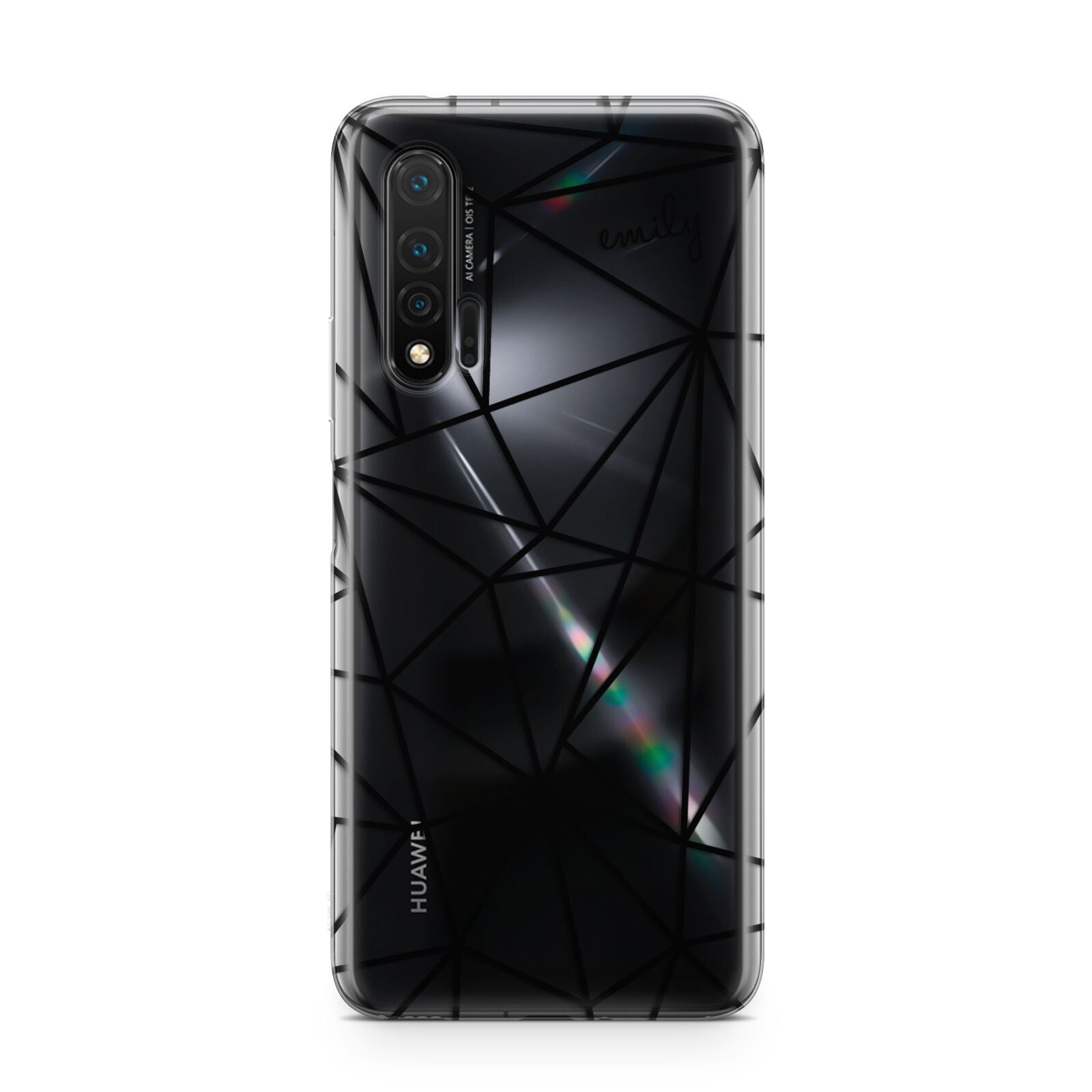 Personalised Clear Outlines Name Black Huawei Nova 6 Phone Case