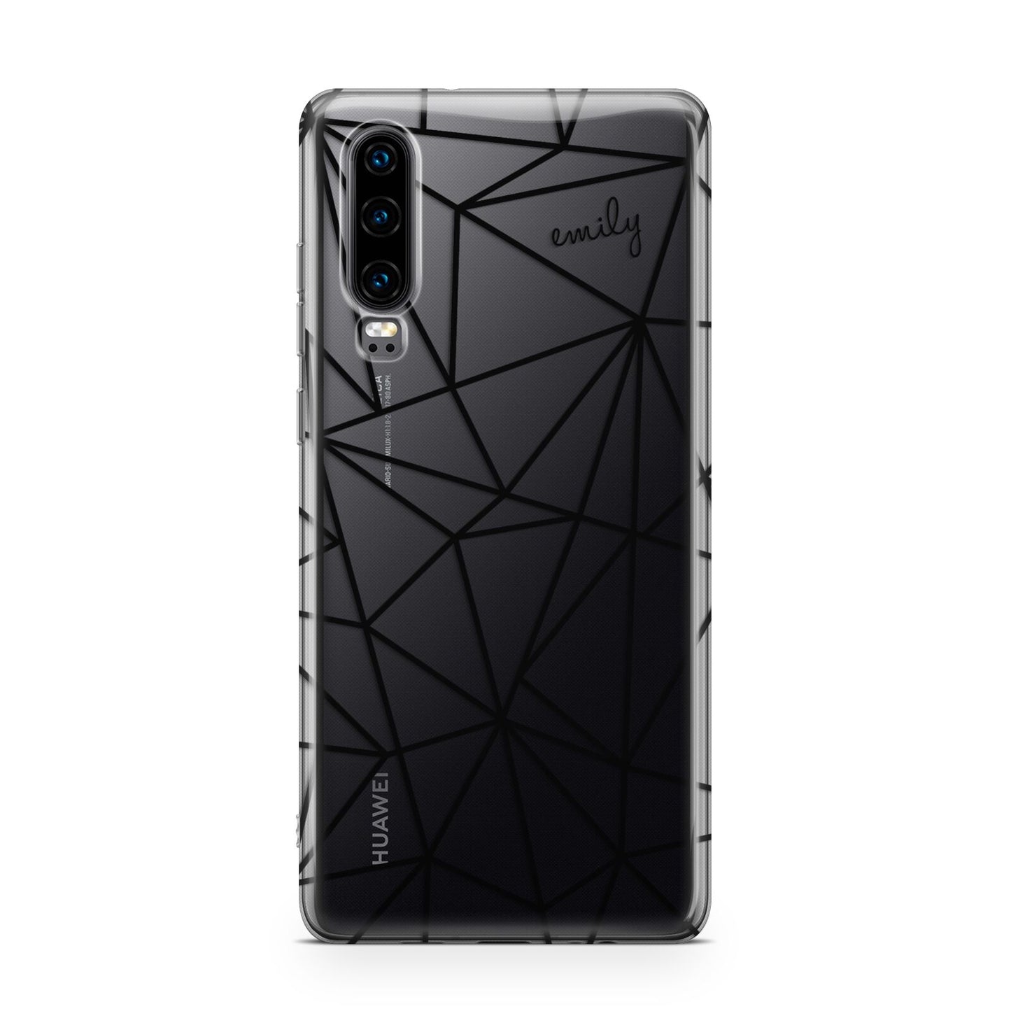 Personalised Clear Outlines Name Black Huawei P30 Phone Case