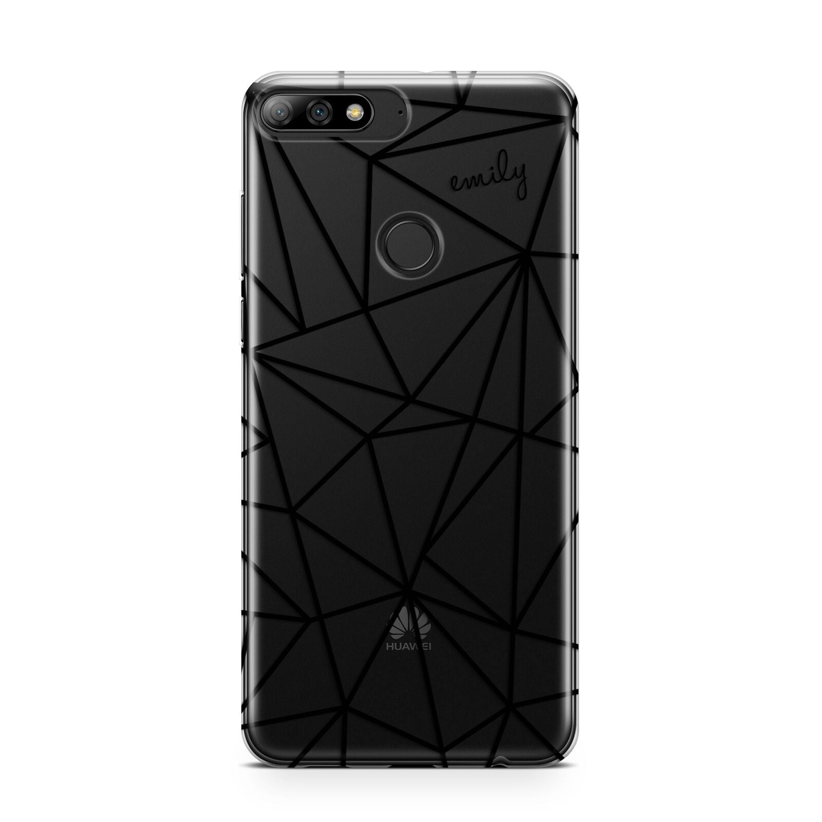 Personalised Clear Outlines Name Black Huawei Y7 2018