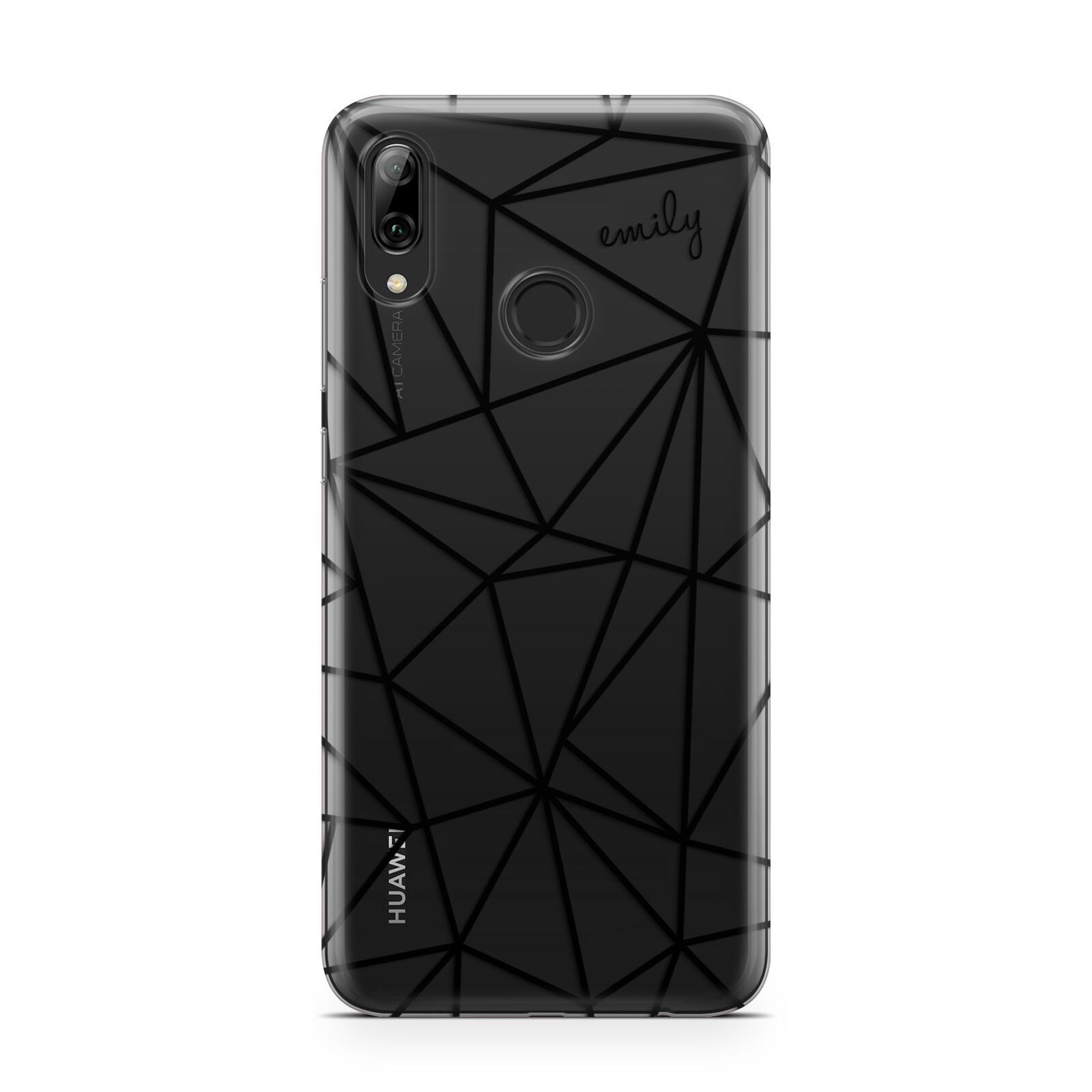Personalised Clear Outlines Name Black Huawei Y7 2019