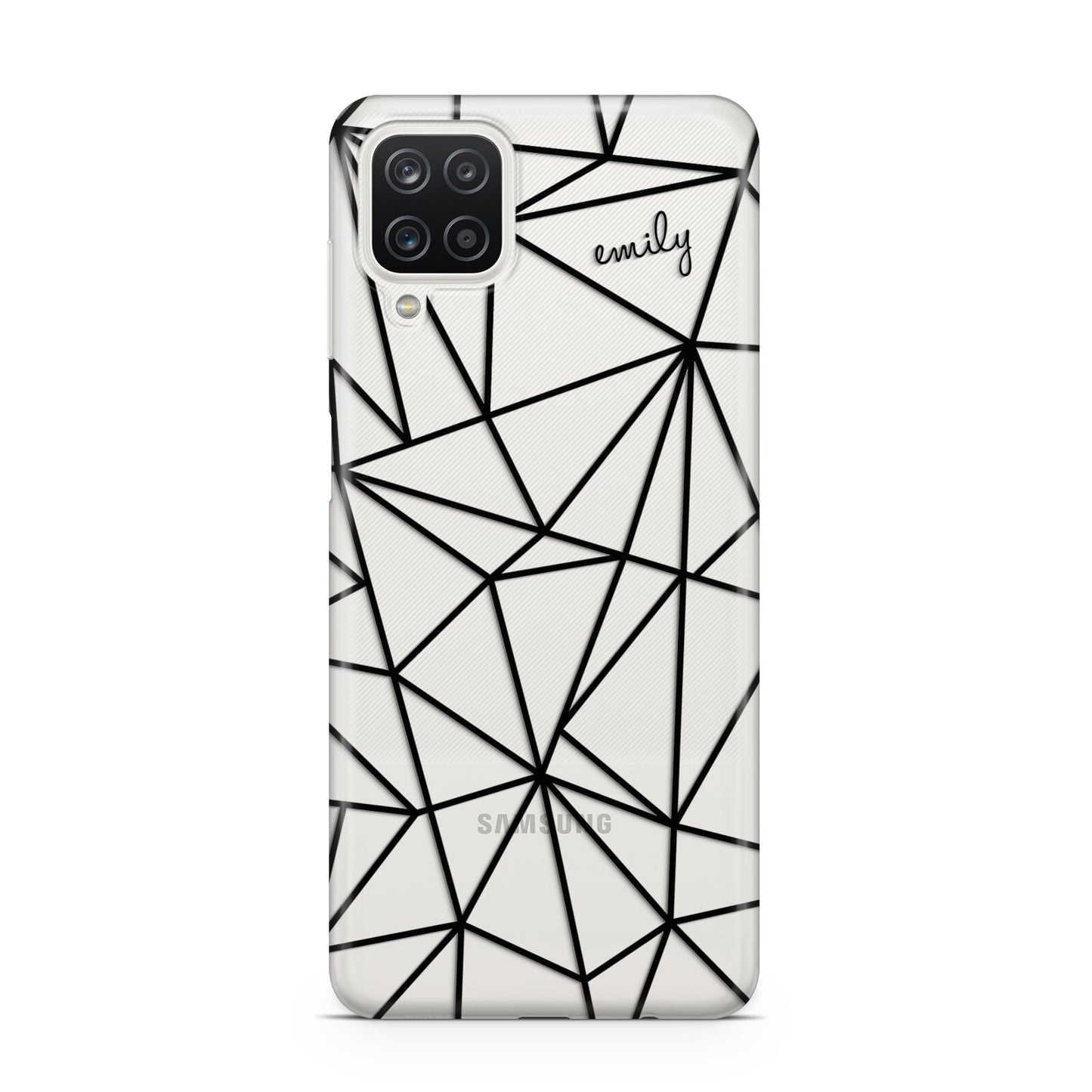 Personalised Clear Outlines Name Black Samsung A12 Case