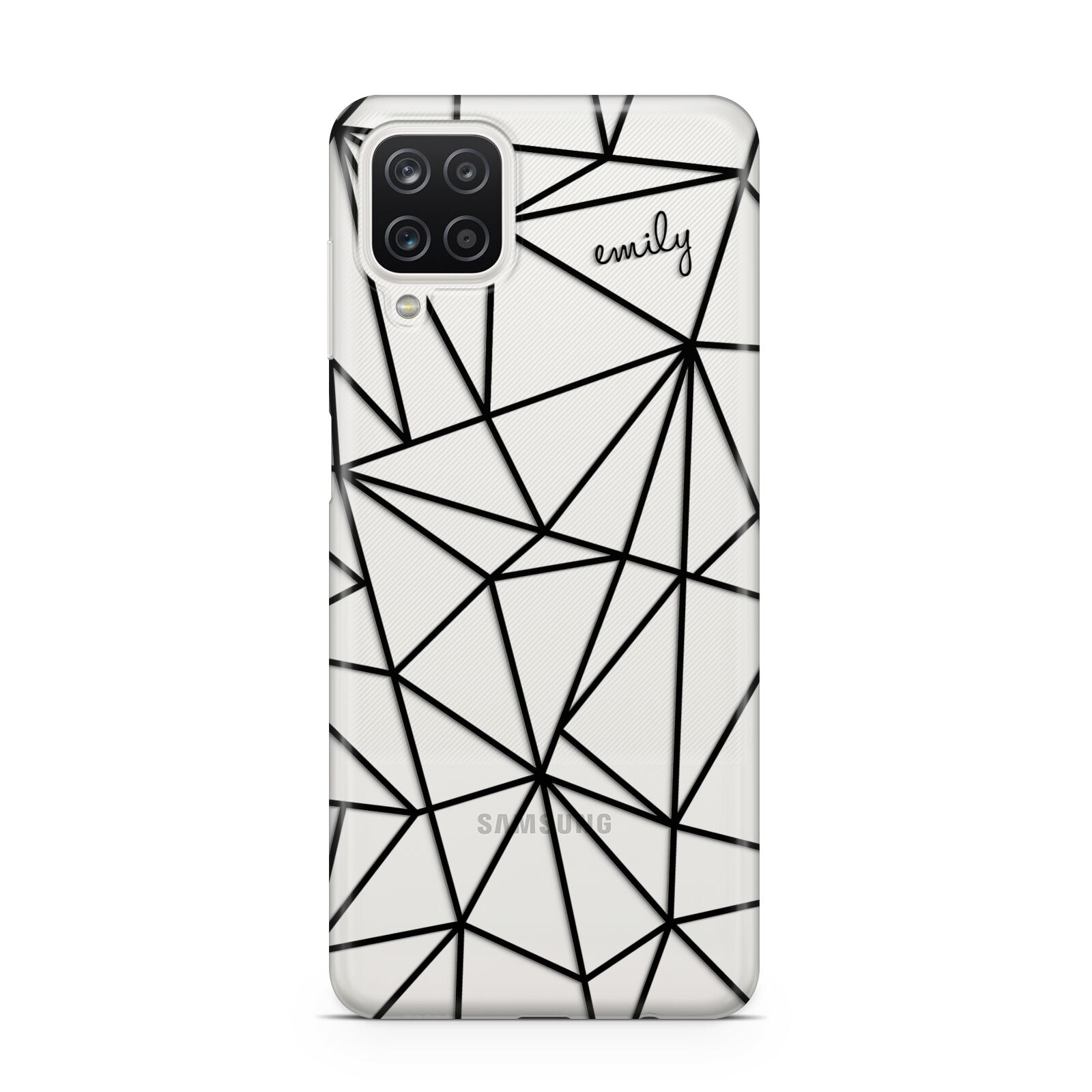 Personalised Clear Outlines Name Black Samsung A12 Case