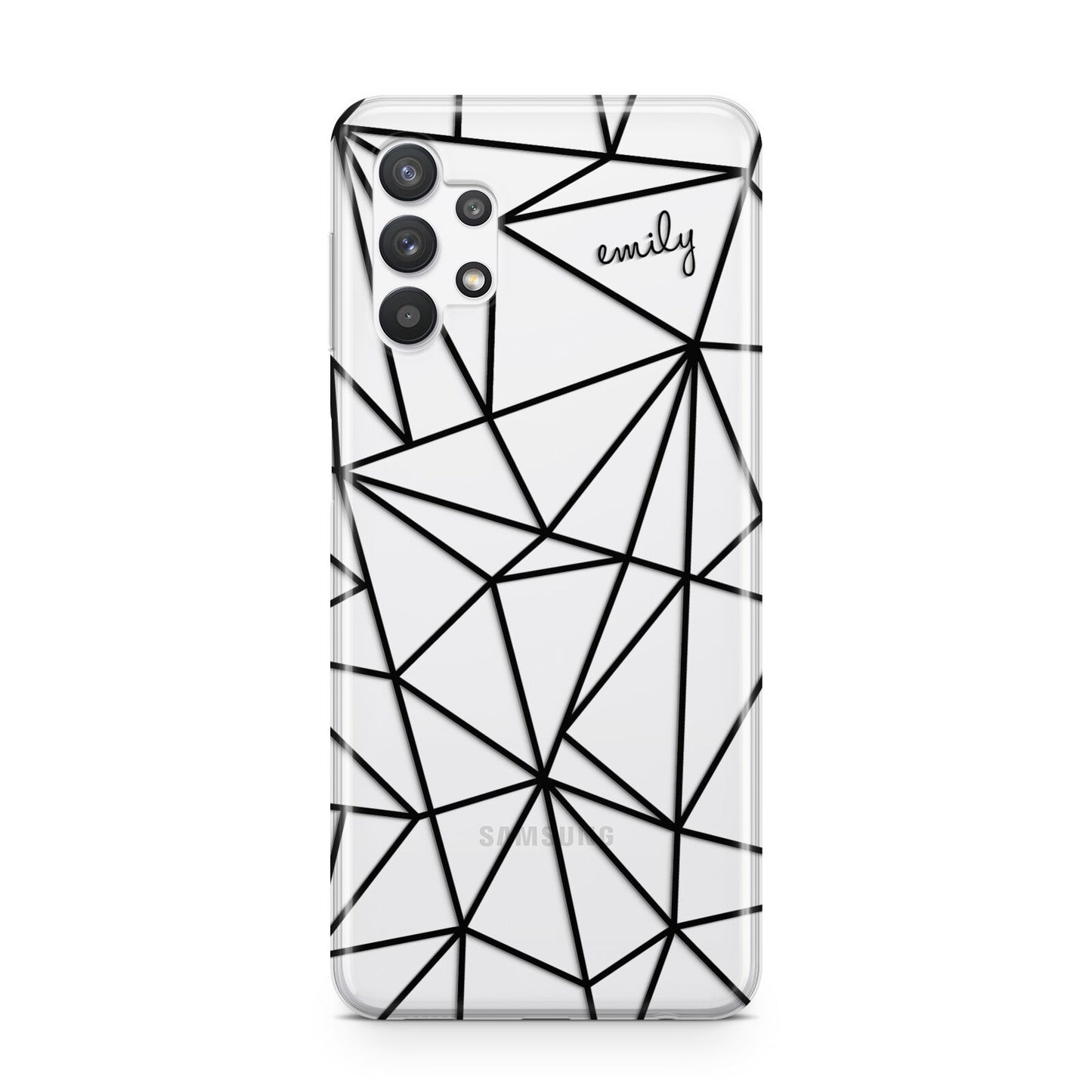 Personalised Clear Outlines Name Black Samsung A32 5G Case