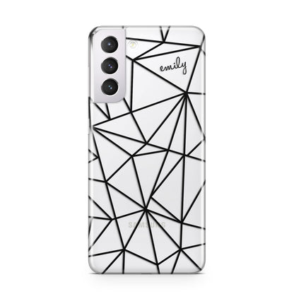 Personalised Clear Outlines Name Black Samsung S21 Case