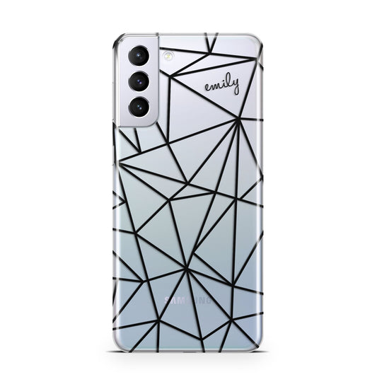 Personalised Clear Outlines Name Black Samsung S21 Plus Phone Case