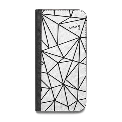Personalised Clear Outlines Name Black Vegan Leather Flip iPhone Case