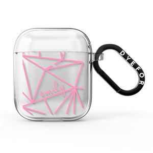 Personalised Clear Outlines & Name Pink AirPods Case