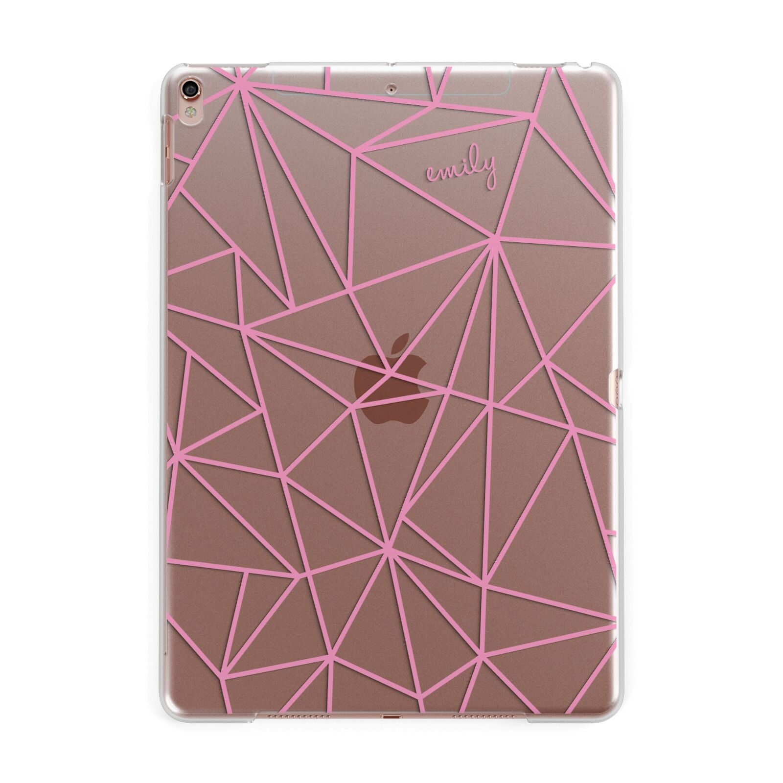 Personalised Clear Outlines Name Pink Apple iPad Rose Gold Case