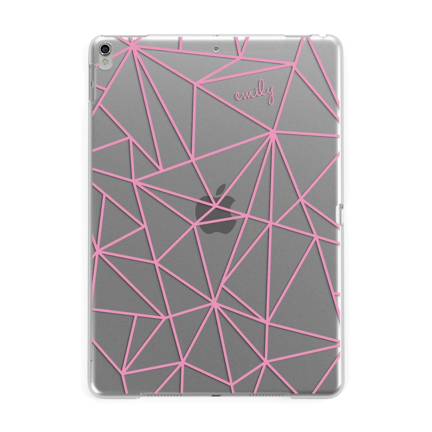 Personalised Clear Outlines Name Pink Apple iPad Silver Case