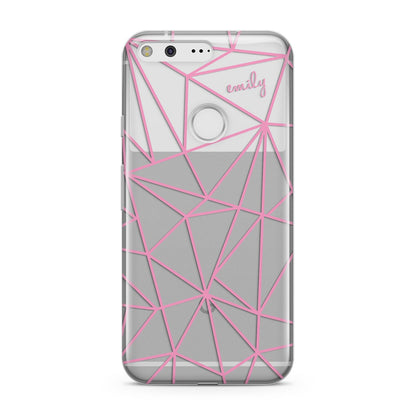 Personalised Clear Outlines Name Pink Google Pixel Case