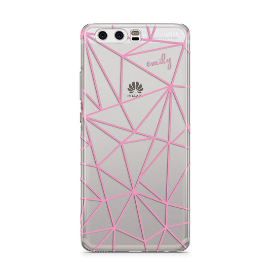 Personalised Clear Outlines Name Pink Huawei P10 Phone Case