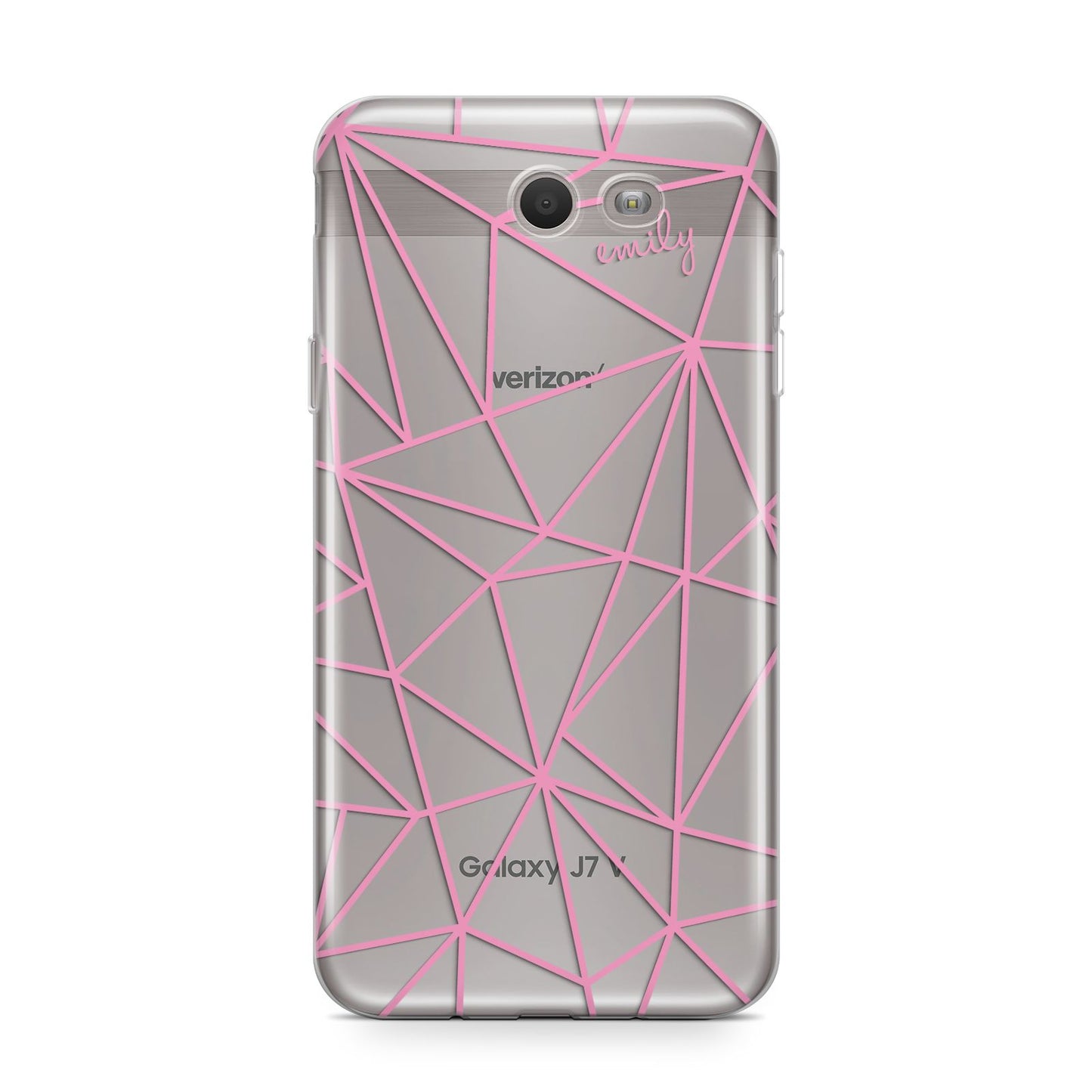 Personalised Clear Outlines Name Pink Samsung Galaxy J7 2017 Case