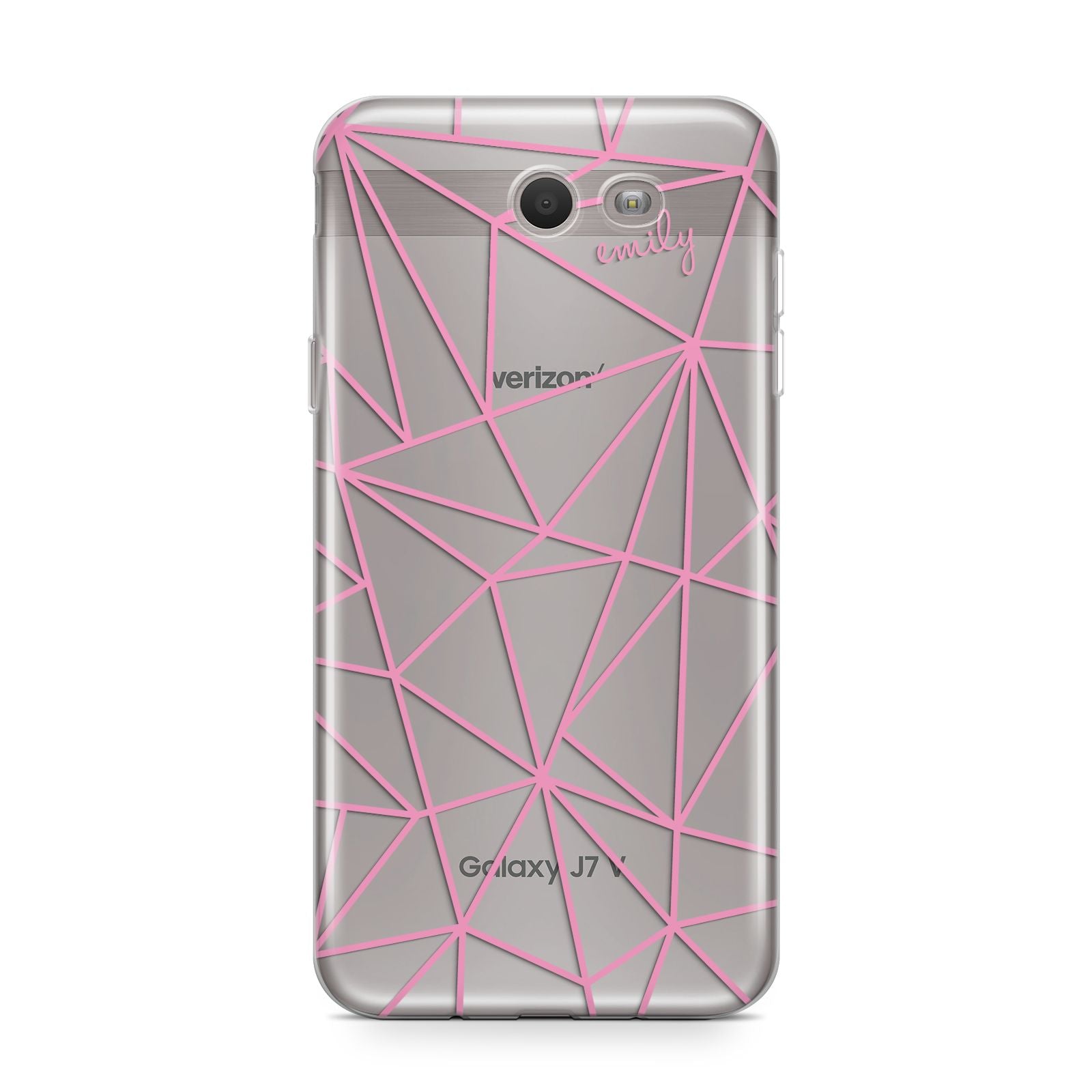 Personalised Clear Outlines Name Pink Samsung Galaxy J7 2017 Case