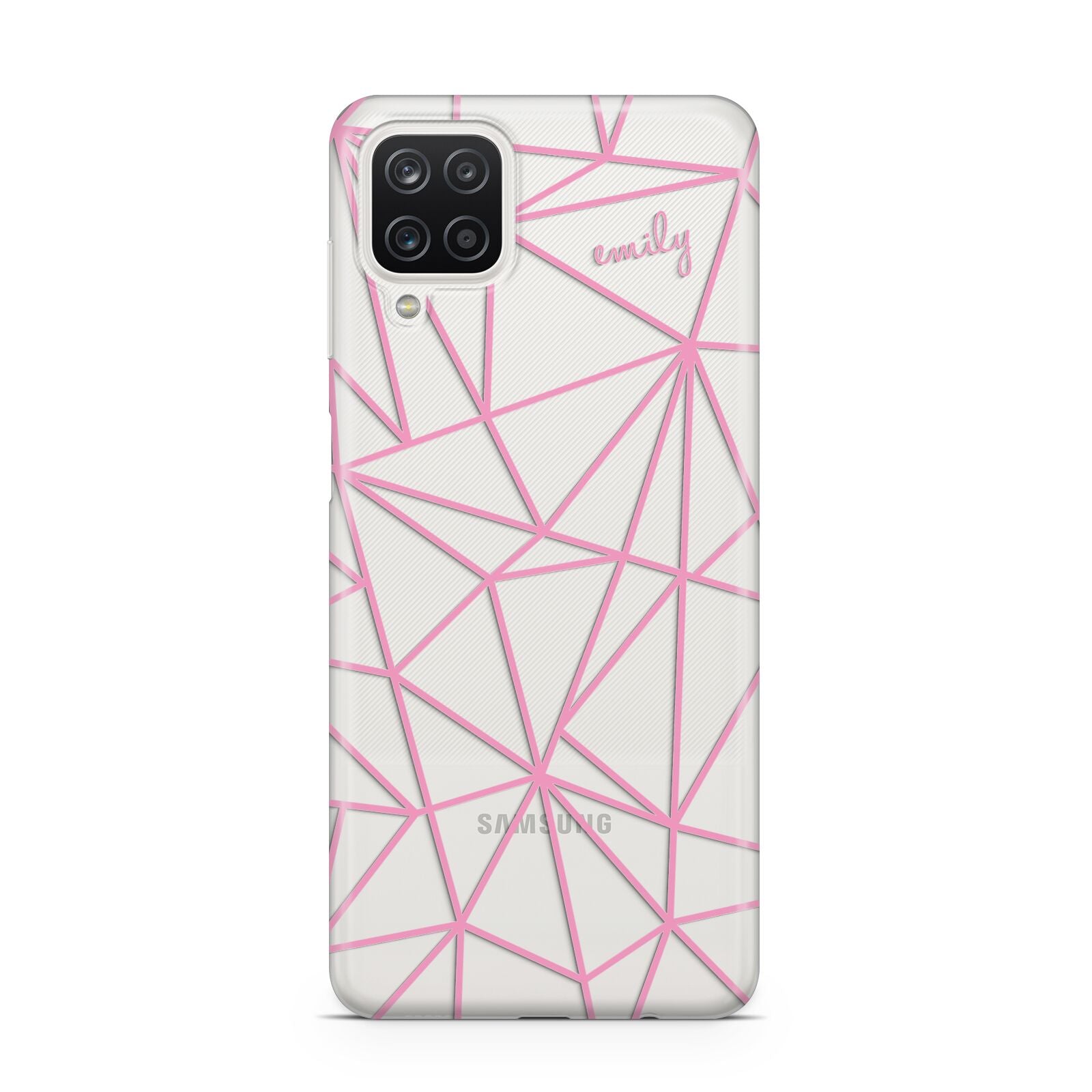 Personalised Clear Outlines Name Pink Samsung M12 Case