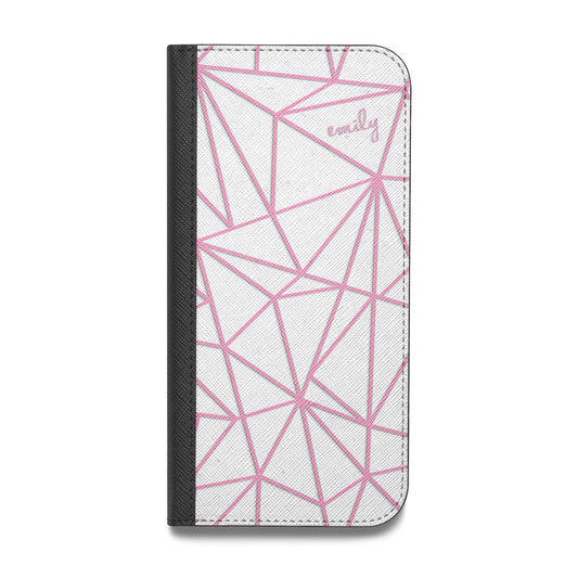 Personalised Clear Outlines Name Pink Vegan Leather Flip iPhone Case