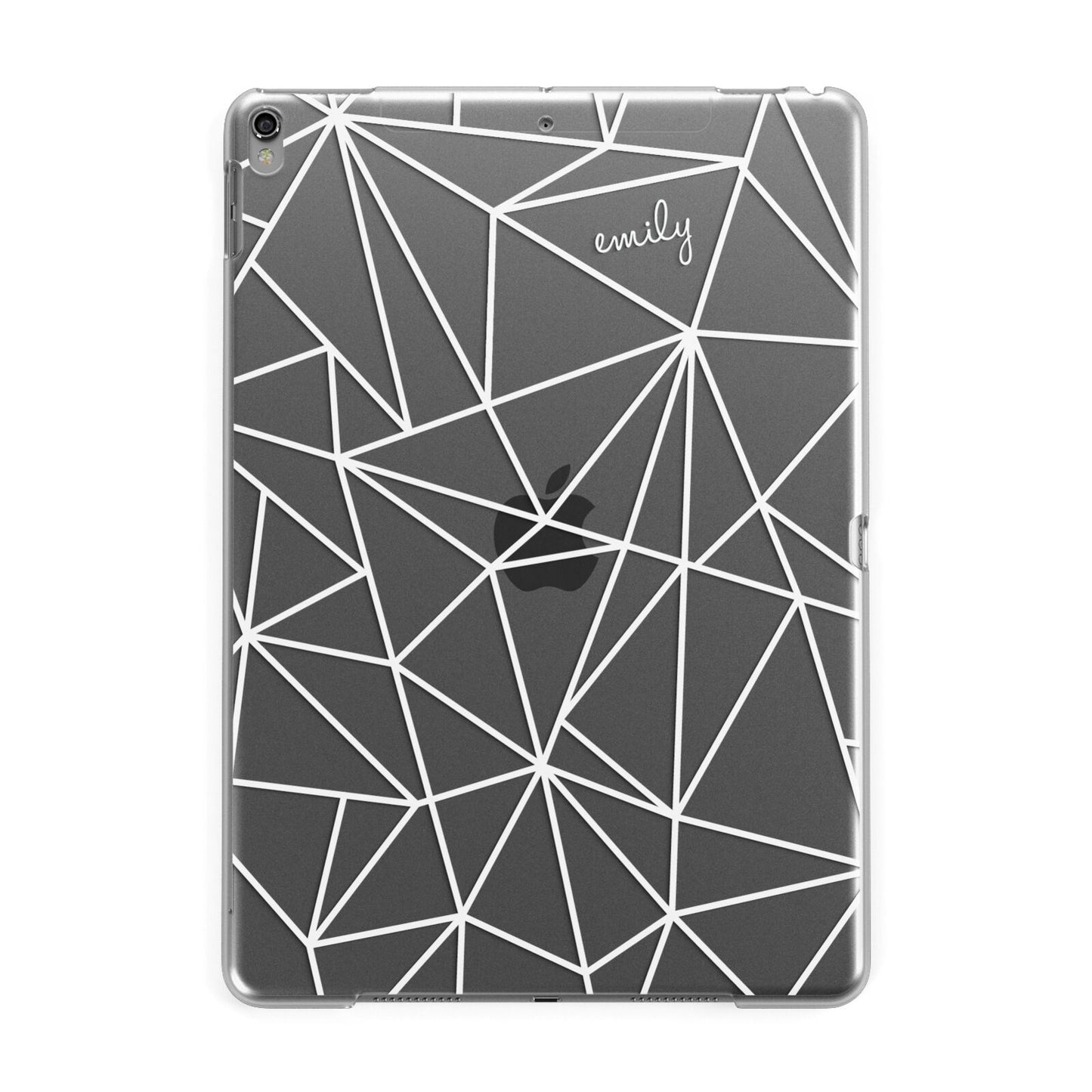 Personalised Clear Outlines Name White Apple iPad Grey Case