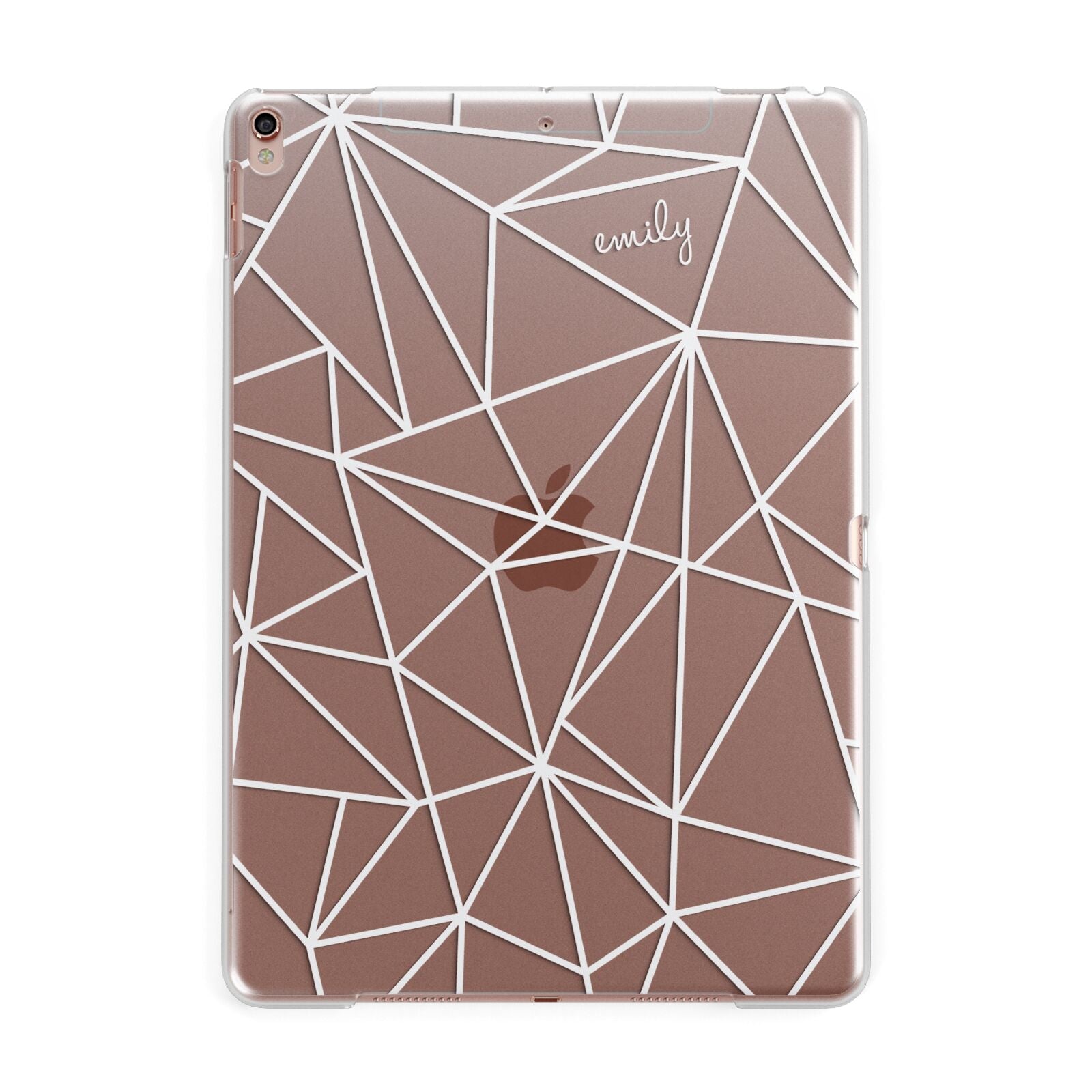 Personalised Clear Outlines Name White Apple iPad Rose Gold Case