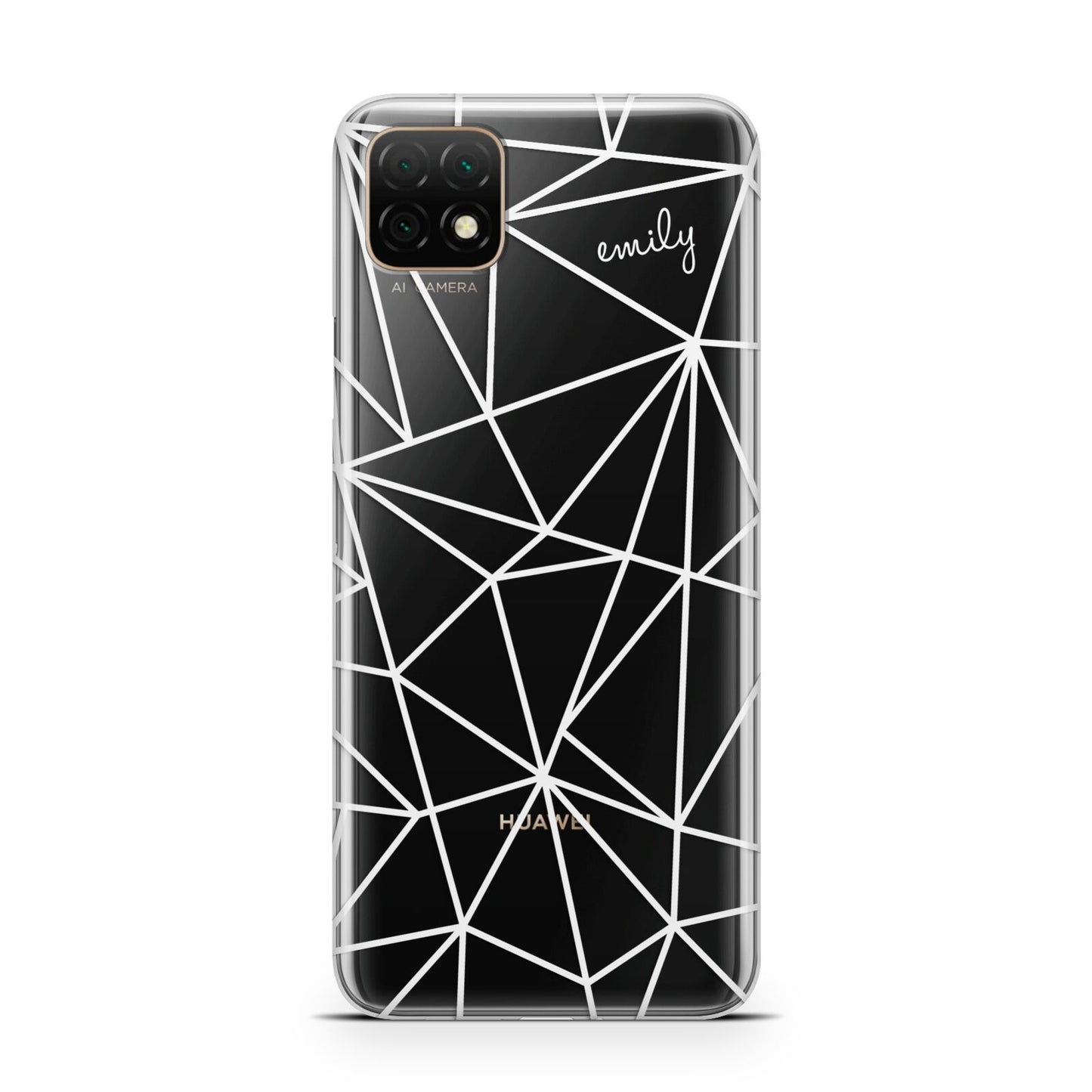 Personalised Clear Outlines Name White Huawei Enjoy 20 Phone Case