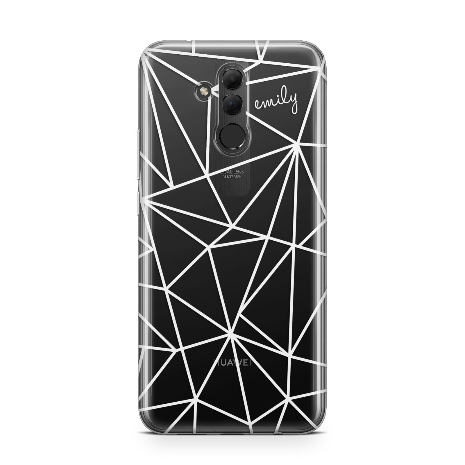 Personalised Clear Outlines Name White Huawei Mate 20 Lite
