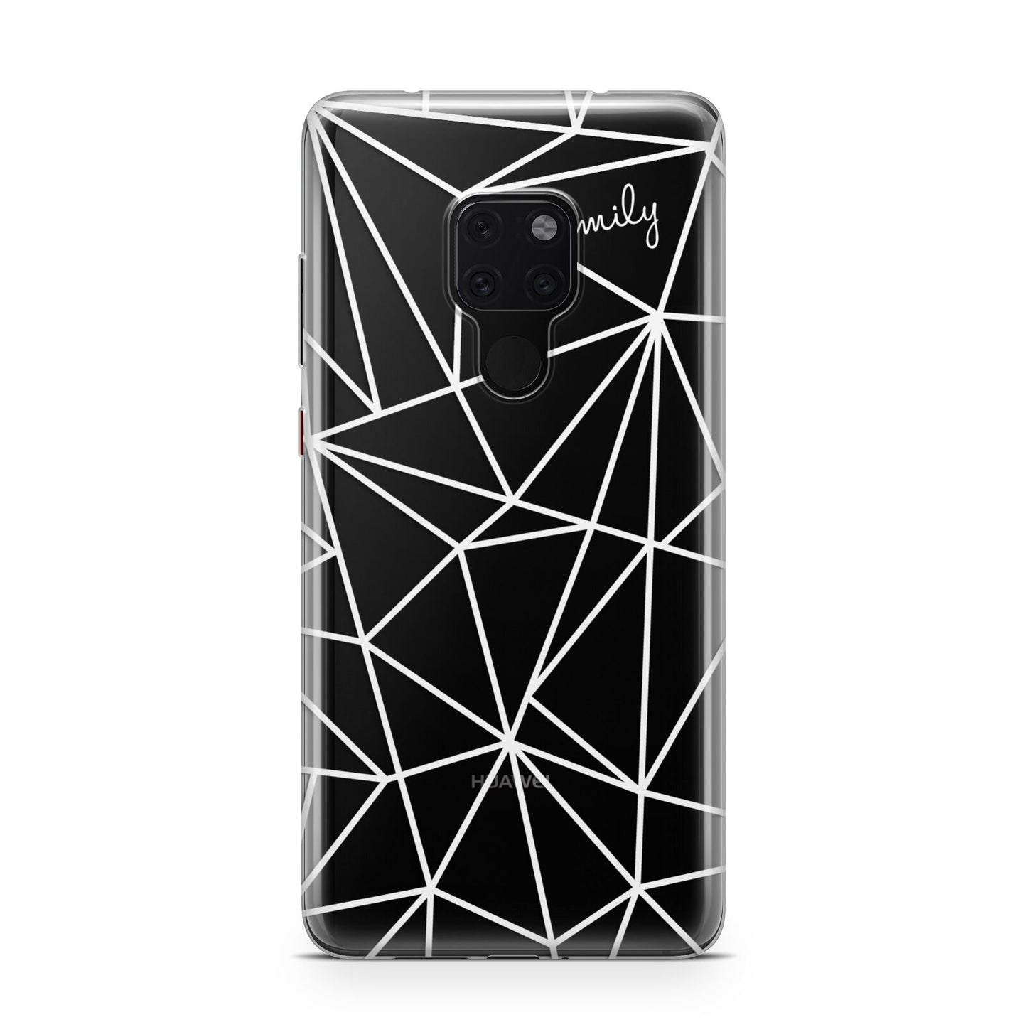 Personalised Clear Outlines Name White Huawei Mate 20 Phone Case