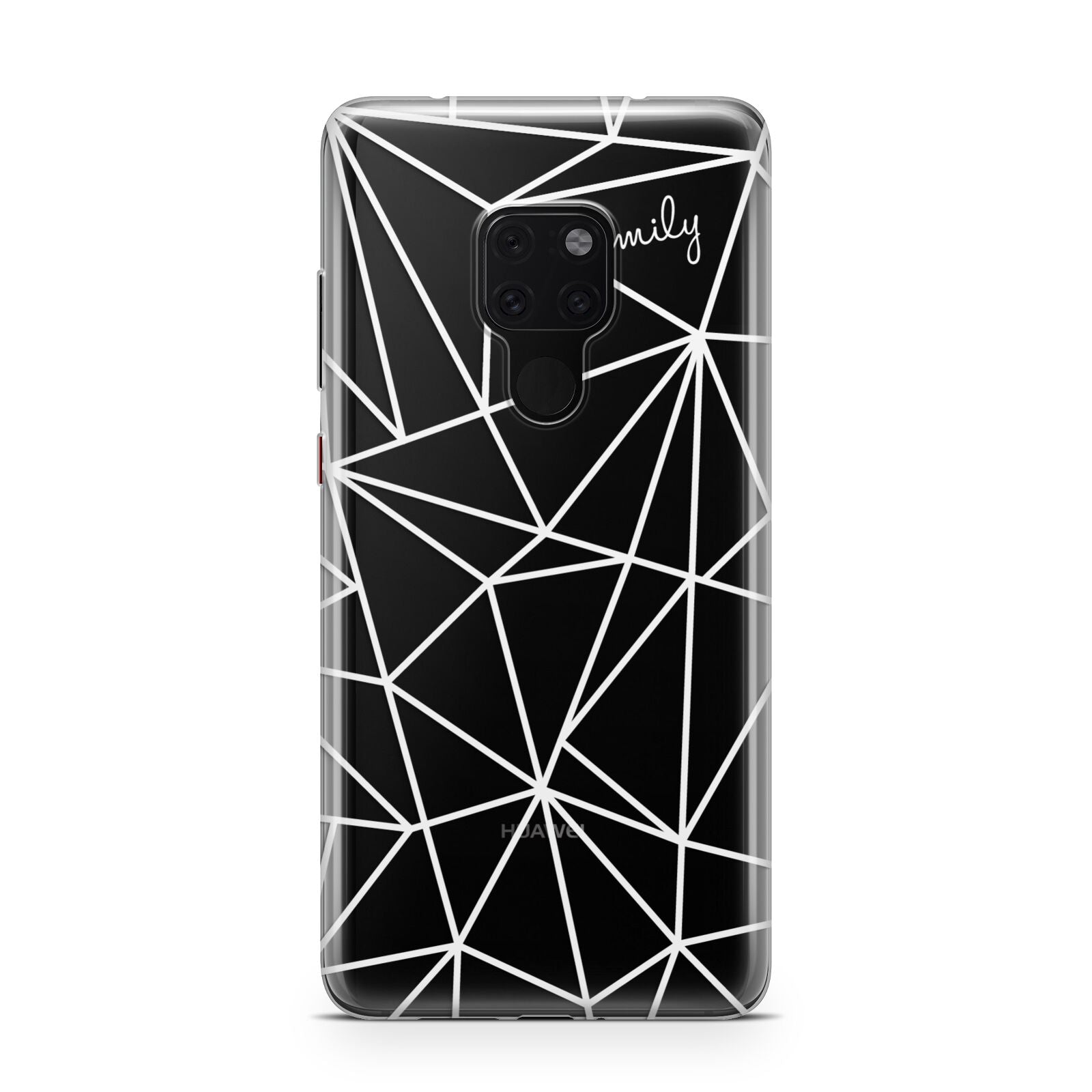 Personalised Clear Outlines Name White Huawei Mate 20 Phone Case