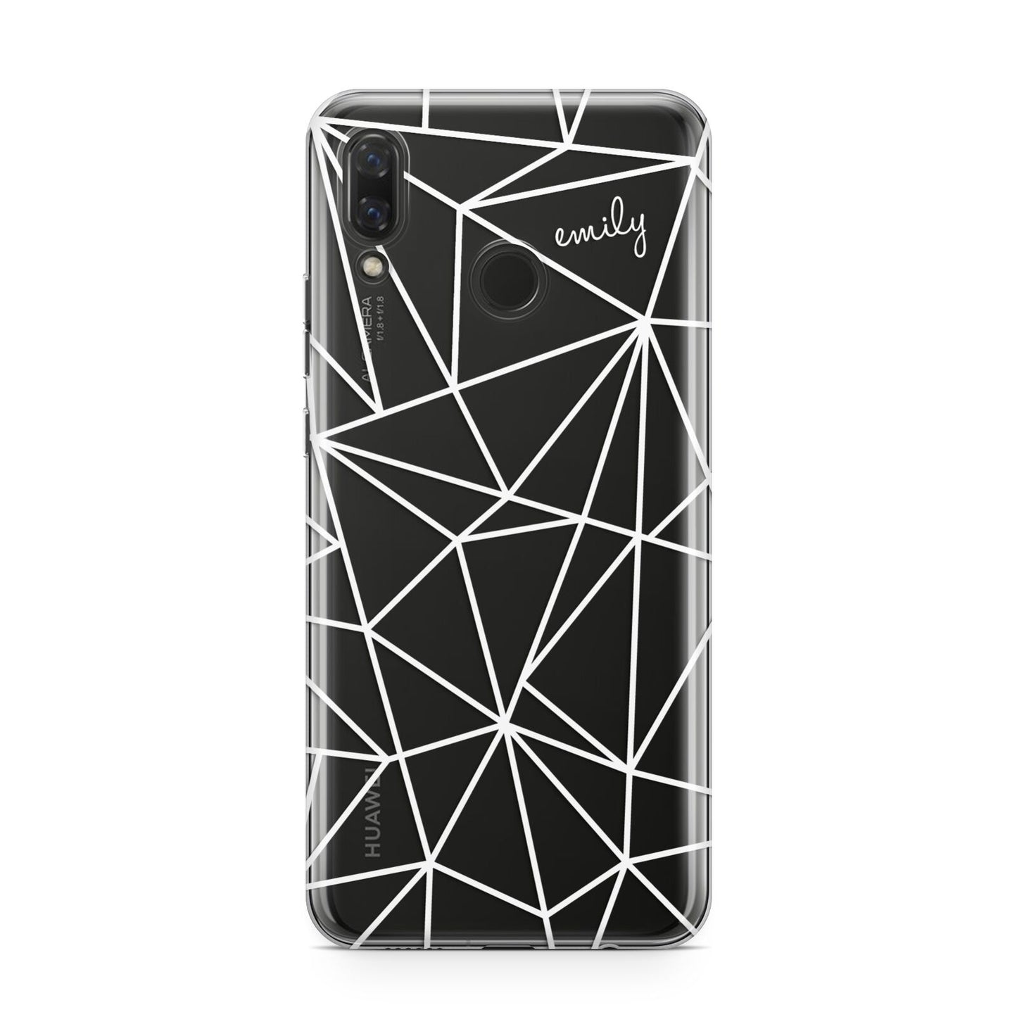 Personalised Clear Outlines Name White Huawei Nova 3 Phone Case