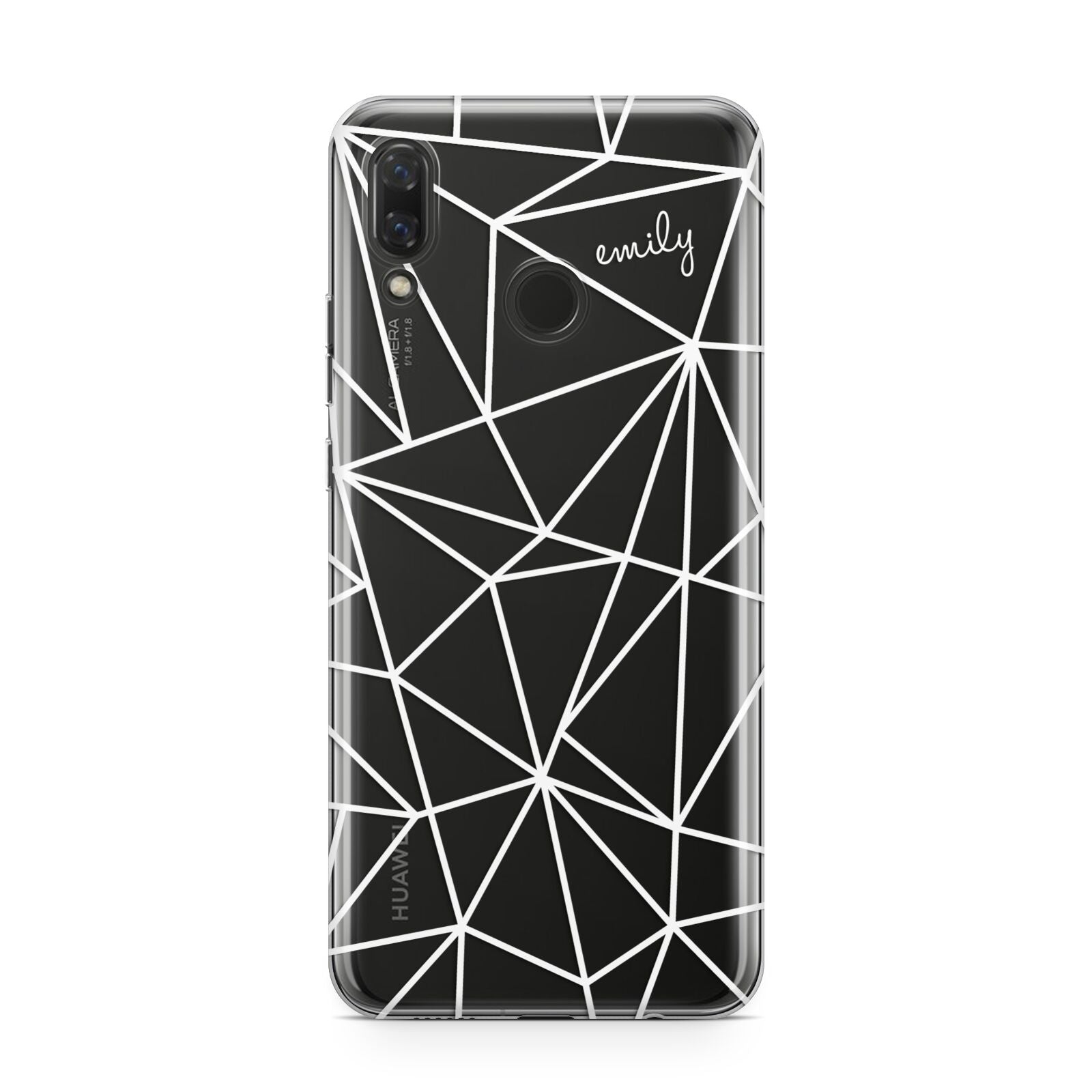 Personalised Clear Outlines Name White Huawei Nova 3 Phone Case