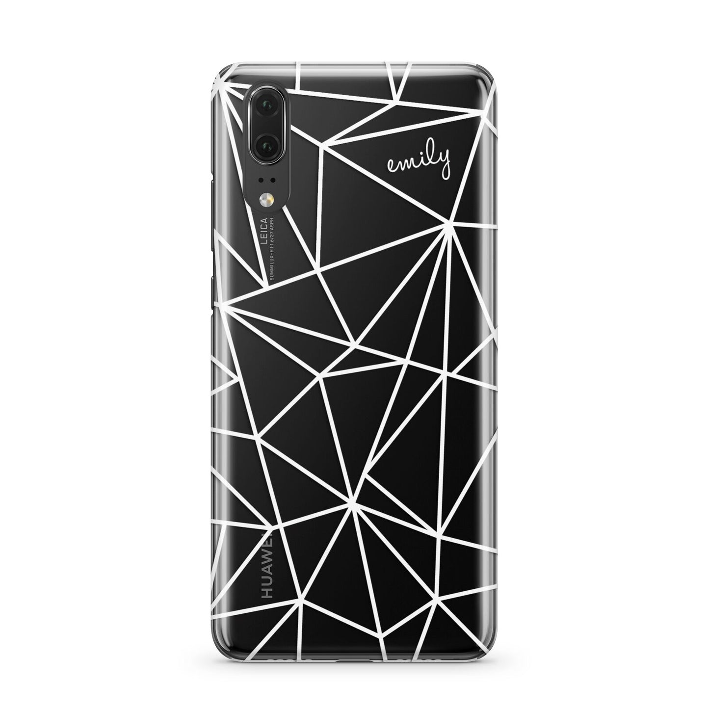 Personalised Clear Outlines Name White Huawei P20 Phone Case