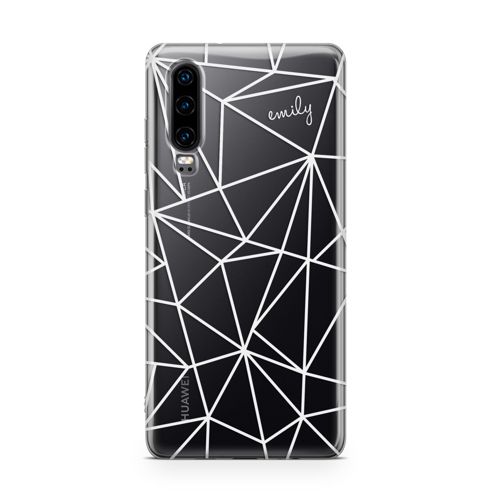 Personalised Clear Outlines Name White Huawei P30 Phone Case
