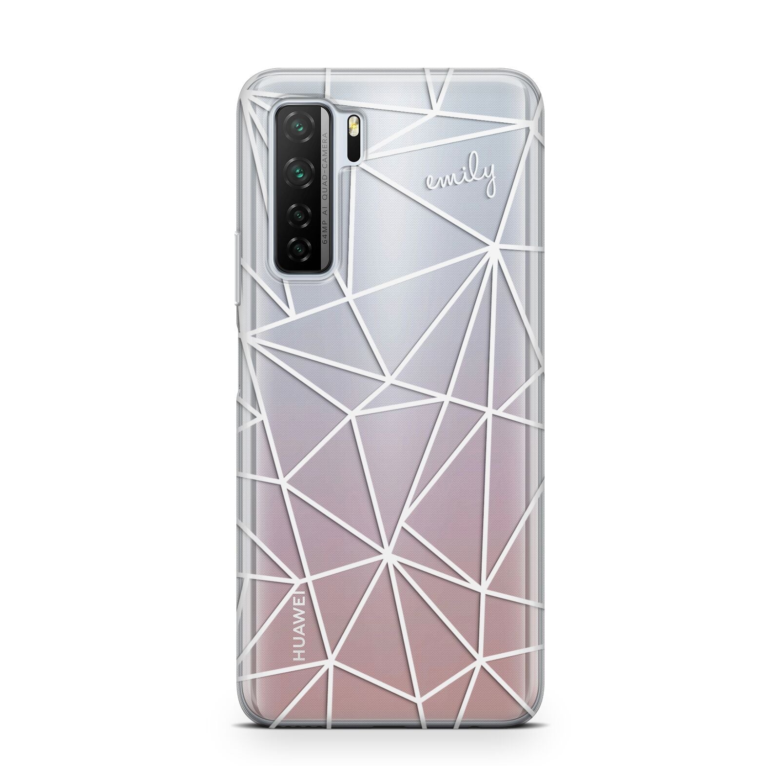 Personalised Clear Outlines Name White Huawei P40 Lite 5G Phone Case