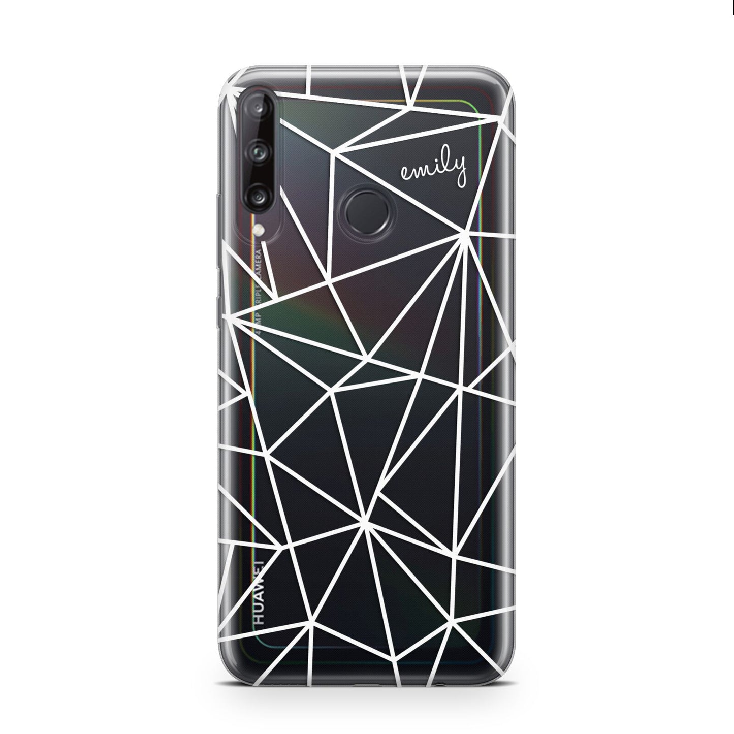 Personalised Clear Outlines Name White Huawei P40 Lite E Phone Case