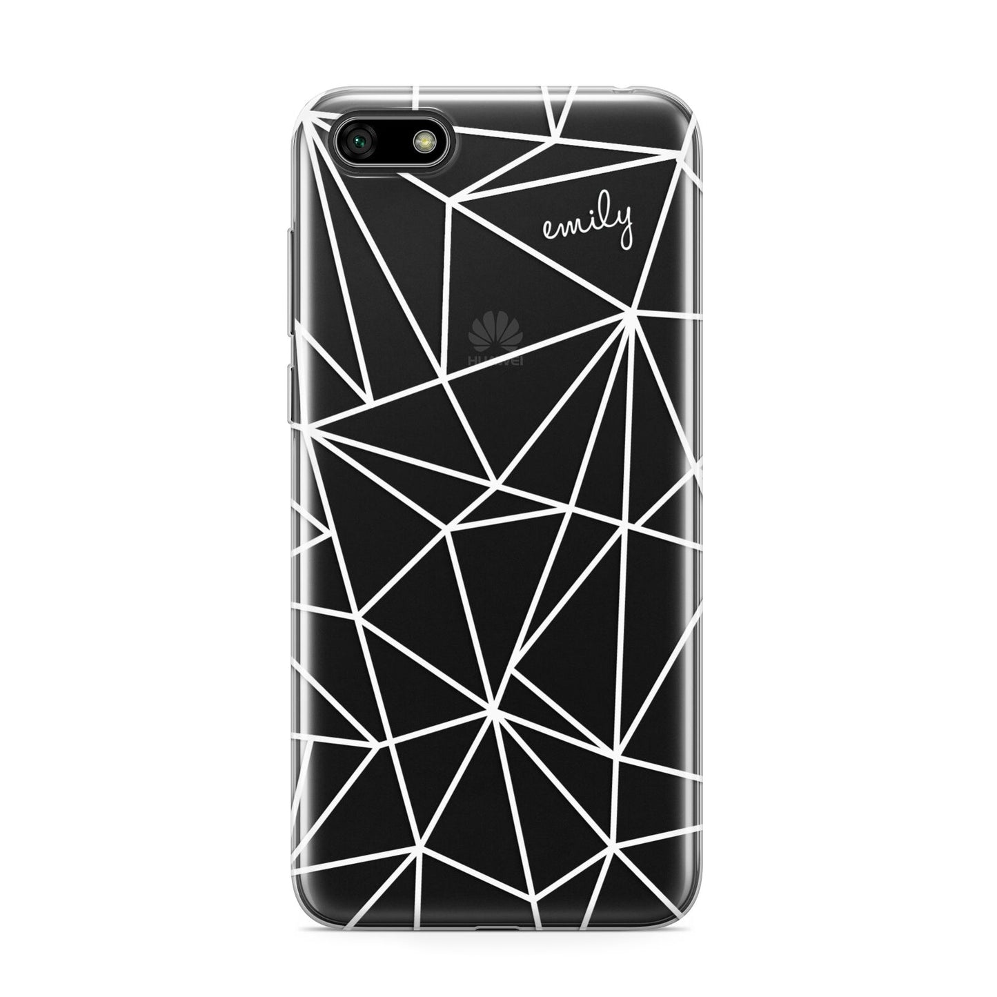 Personalised Clear Outlines Name White Huawei Y5 Prime 2018 Phone Case
