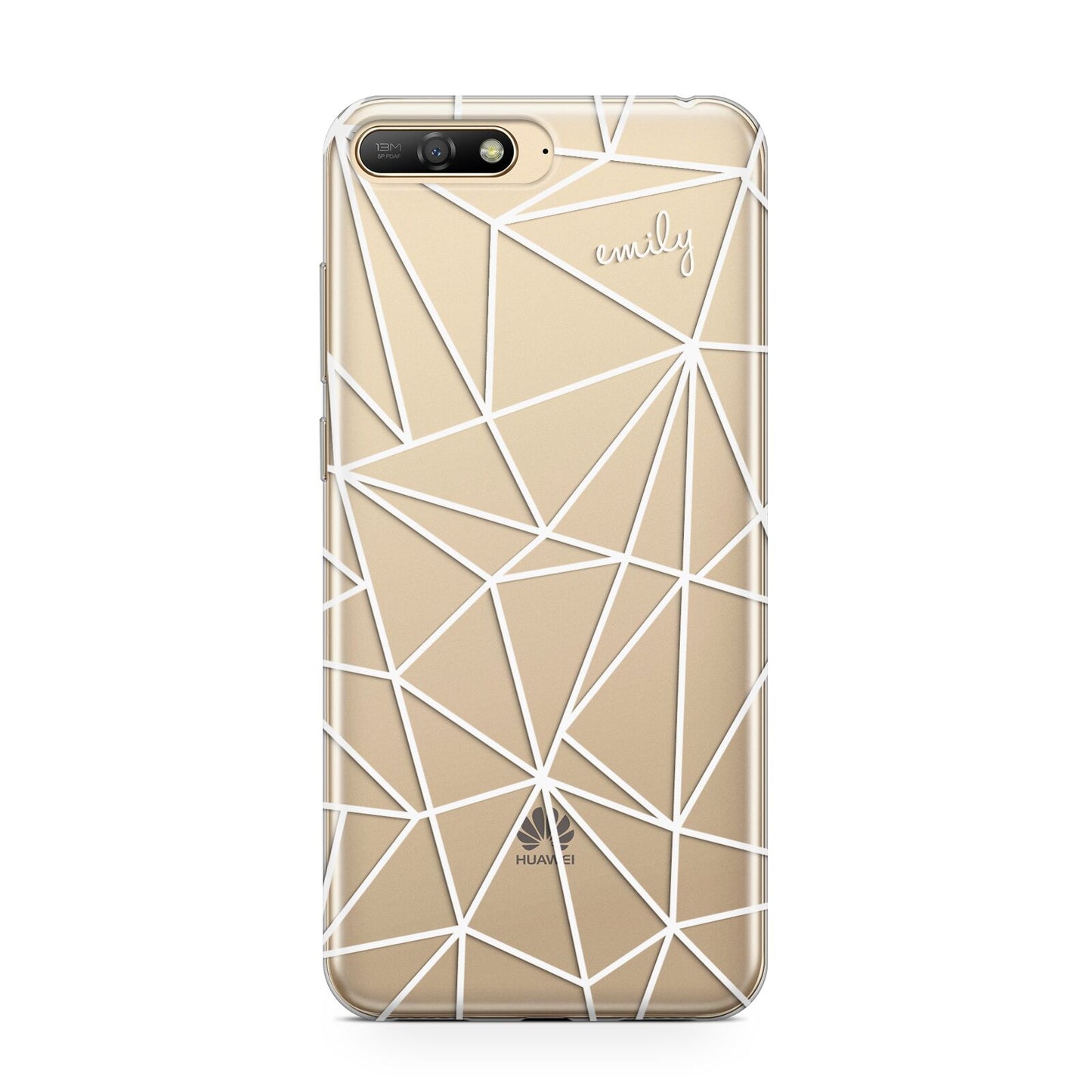 Personalised Clear Outlines Name White Huawei Y6 2018