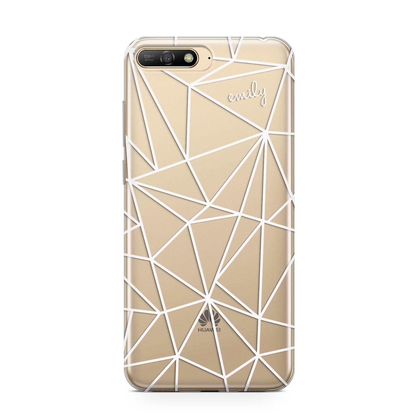 Personalised Clear Outlines Name White Huawei Y6 2018