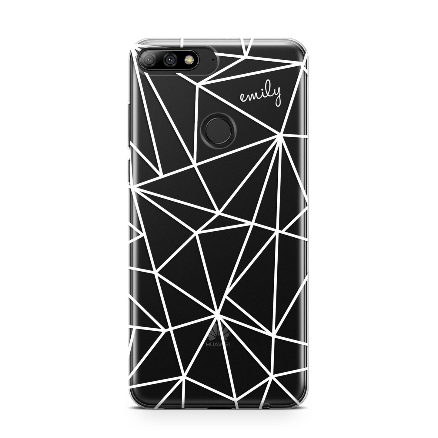Personalised Clear Outlines Name White Huawei Y7 2018