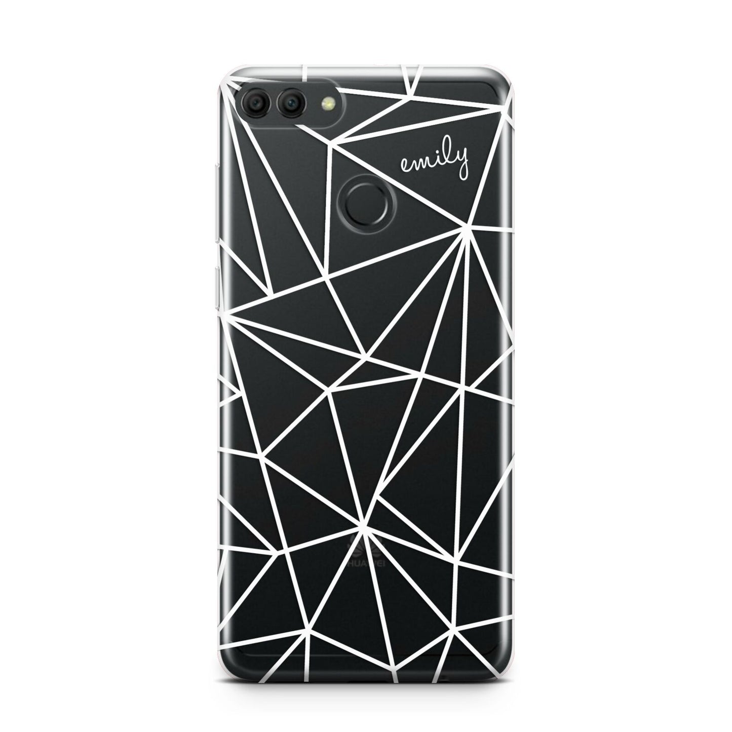 Personalised Clear Outlines Name White Huawei Y9 2018
