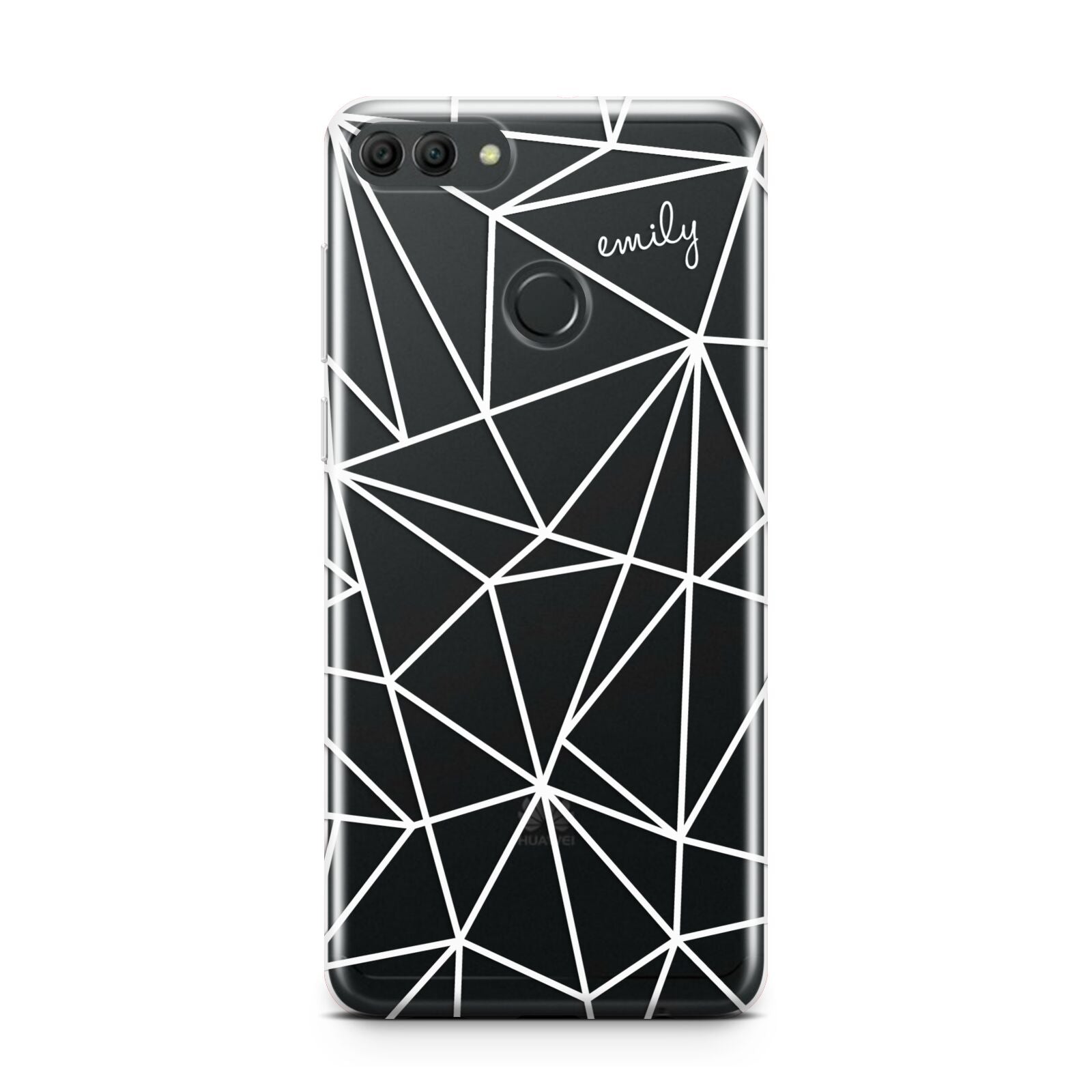 Personalised Clear Outlines Name White Huawei Y9 2018
