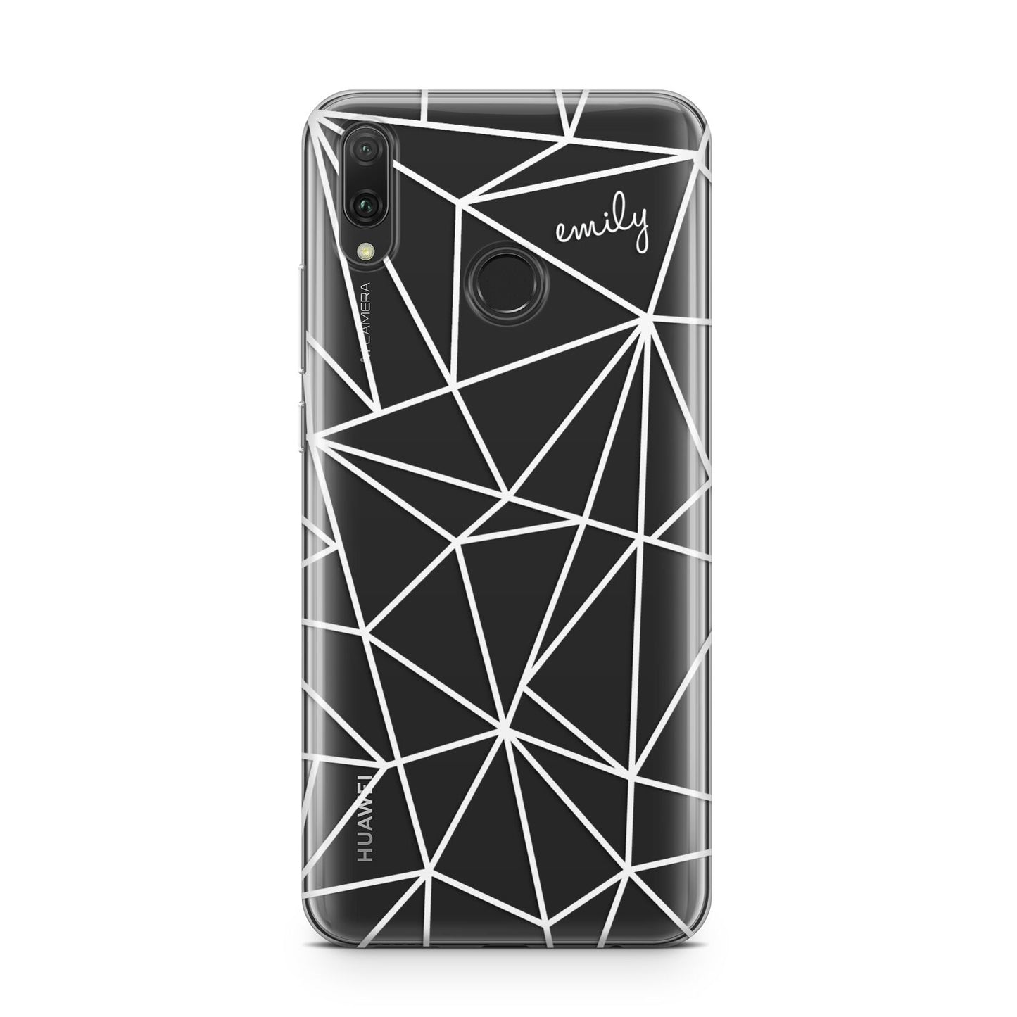 Personalised Clear Outlines Name White Huawei Y9 2019