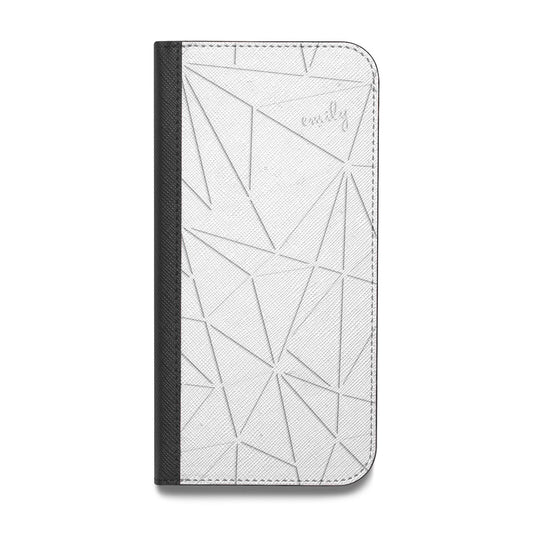 Personalised Clear Outlines Name White Vegan Leather Flip iPhone Case
