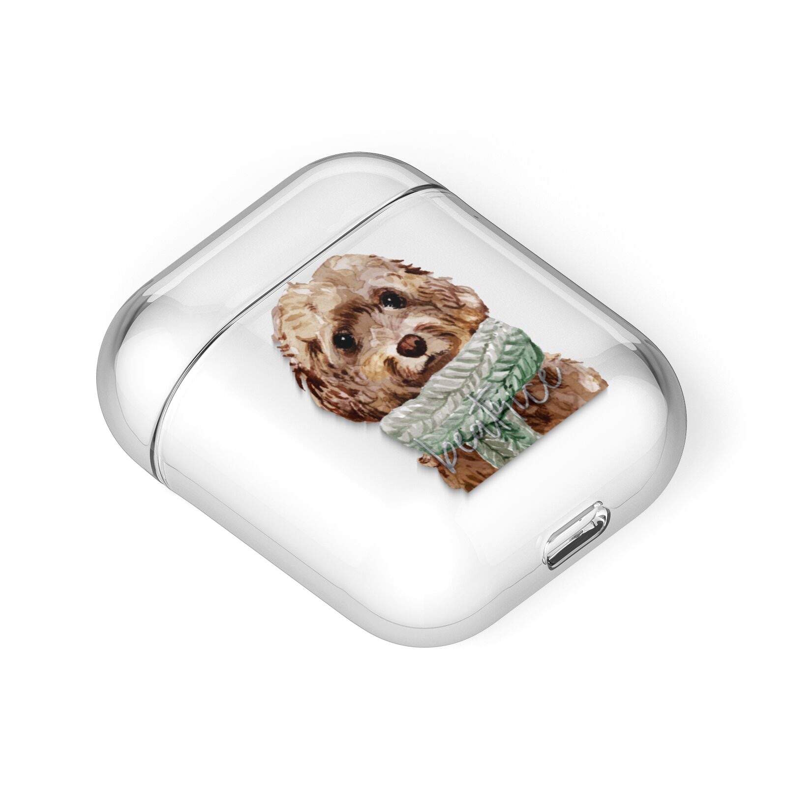 Personalised Cockapoo Dog AirPods Case Laid Flat