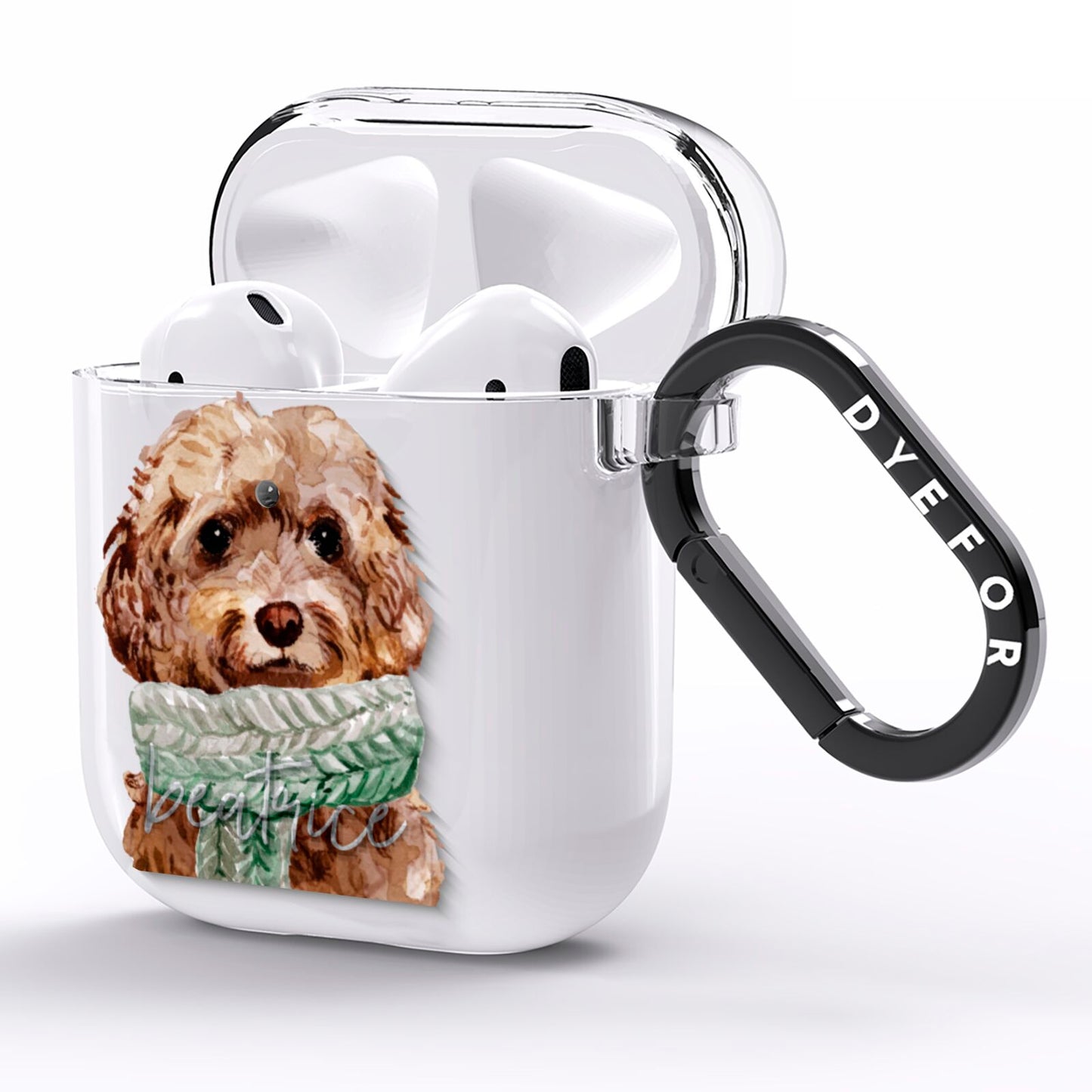 Personalised Cockapoo Dog AirPods Clear Case Side Image