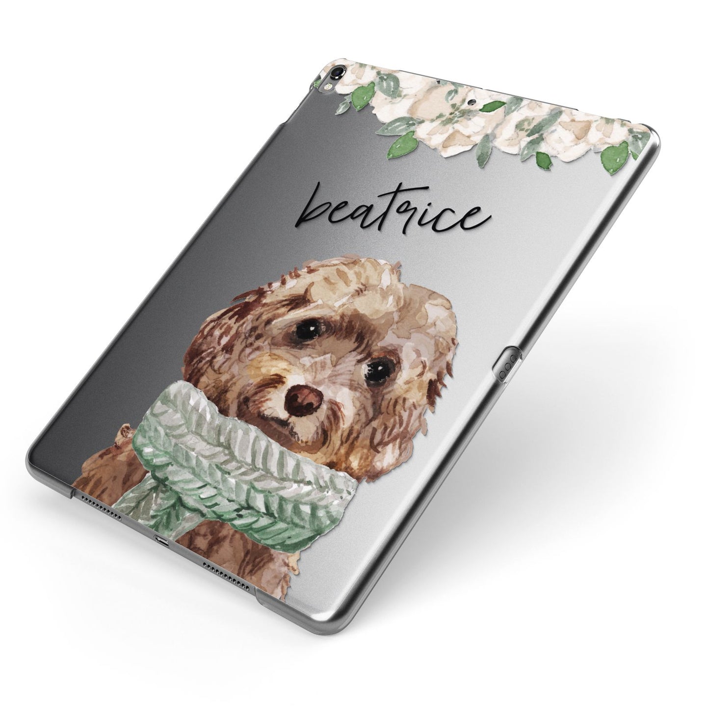 Personalised Cockapoo Dog Apple iPad Case on Grey iPad Side View