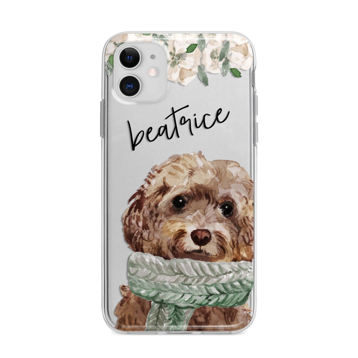 Personalised Cockapoo Dog Apple iPhone 11 in White with Bumper Case