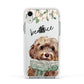 Personalised Cockapoo Dog Apple iPhone XR Impact Case White Edge on Silver Phone