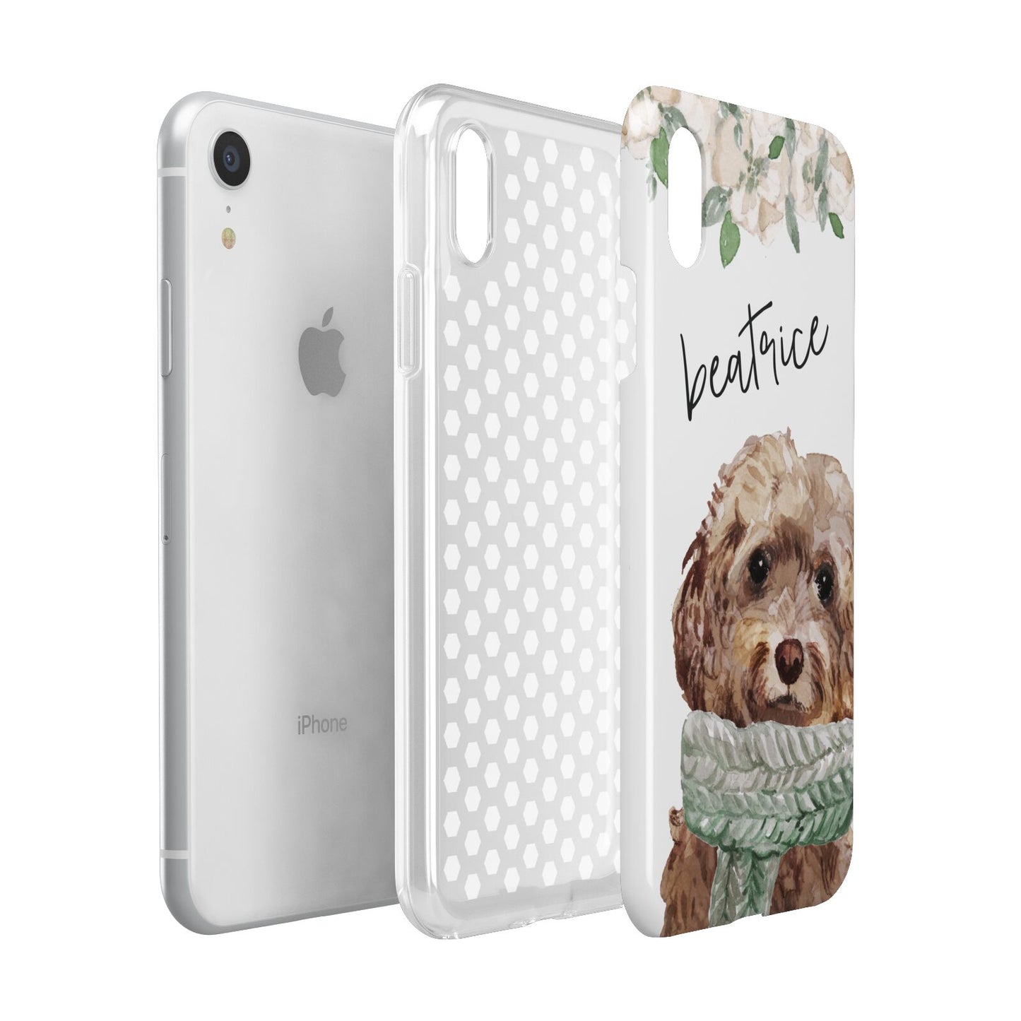 Personalised Cockapoo Dog Apple iPhone XR White 3D Tough Case Expanded view